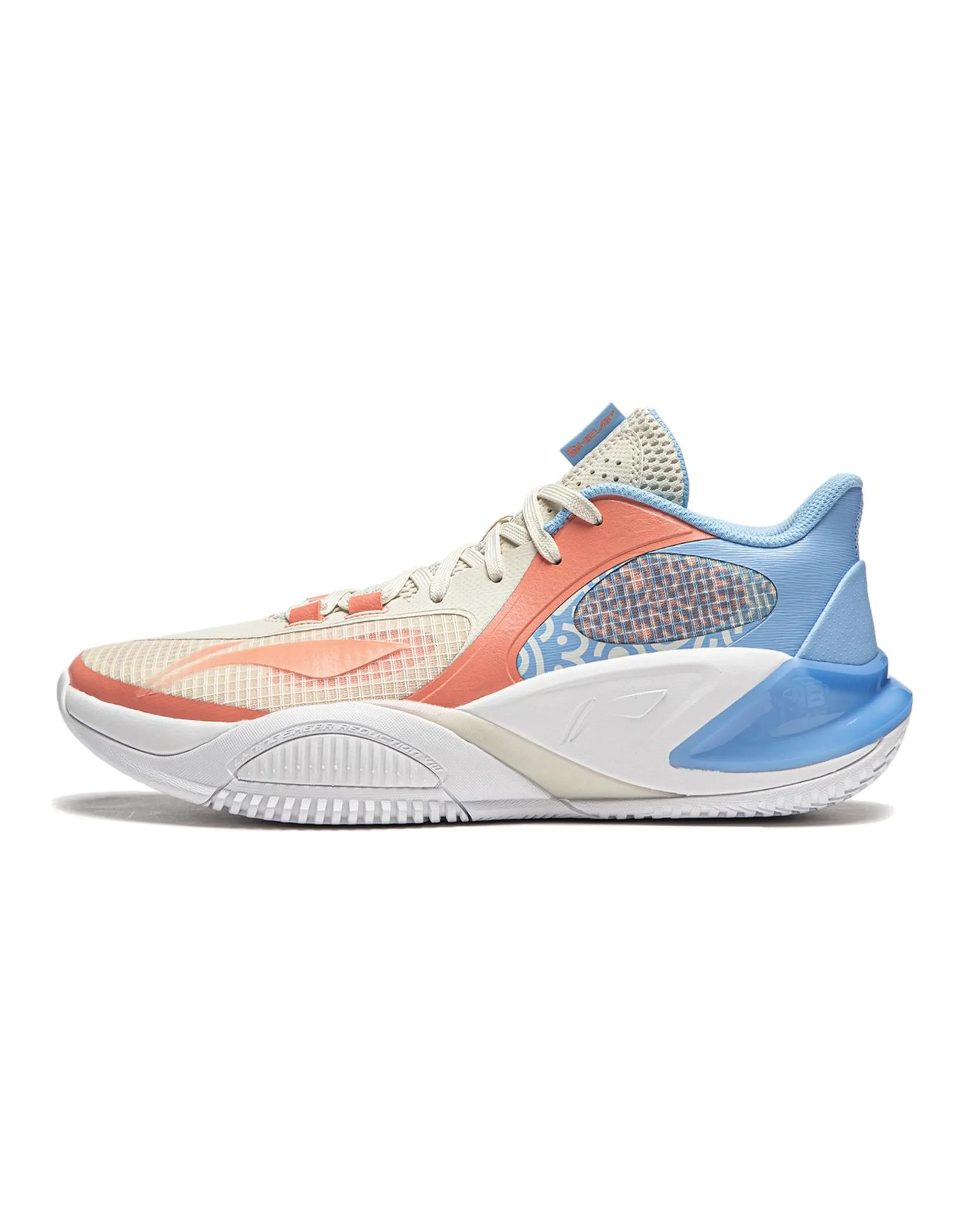 LiNing Hurricane 8 Low Anti-Slip Wear-Resistant Low-Top Basketball Shoes Men's White Orange Blue
