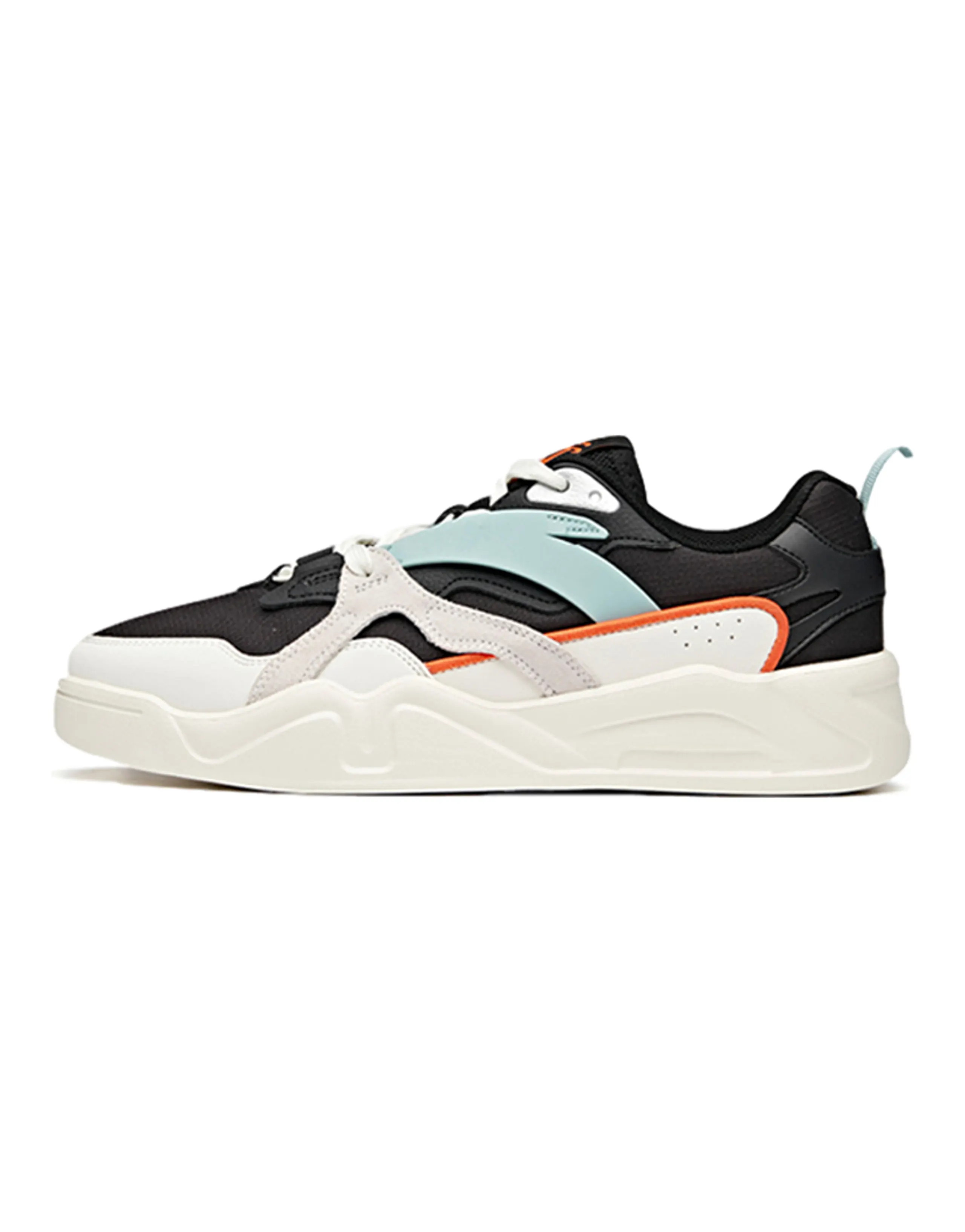 Anta Cushioning Anti-Slip And Wear-Resistant Low-Top Skateboard Shoes Men's Black White Cyan