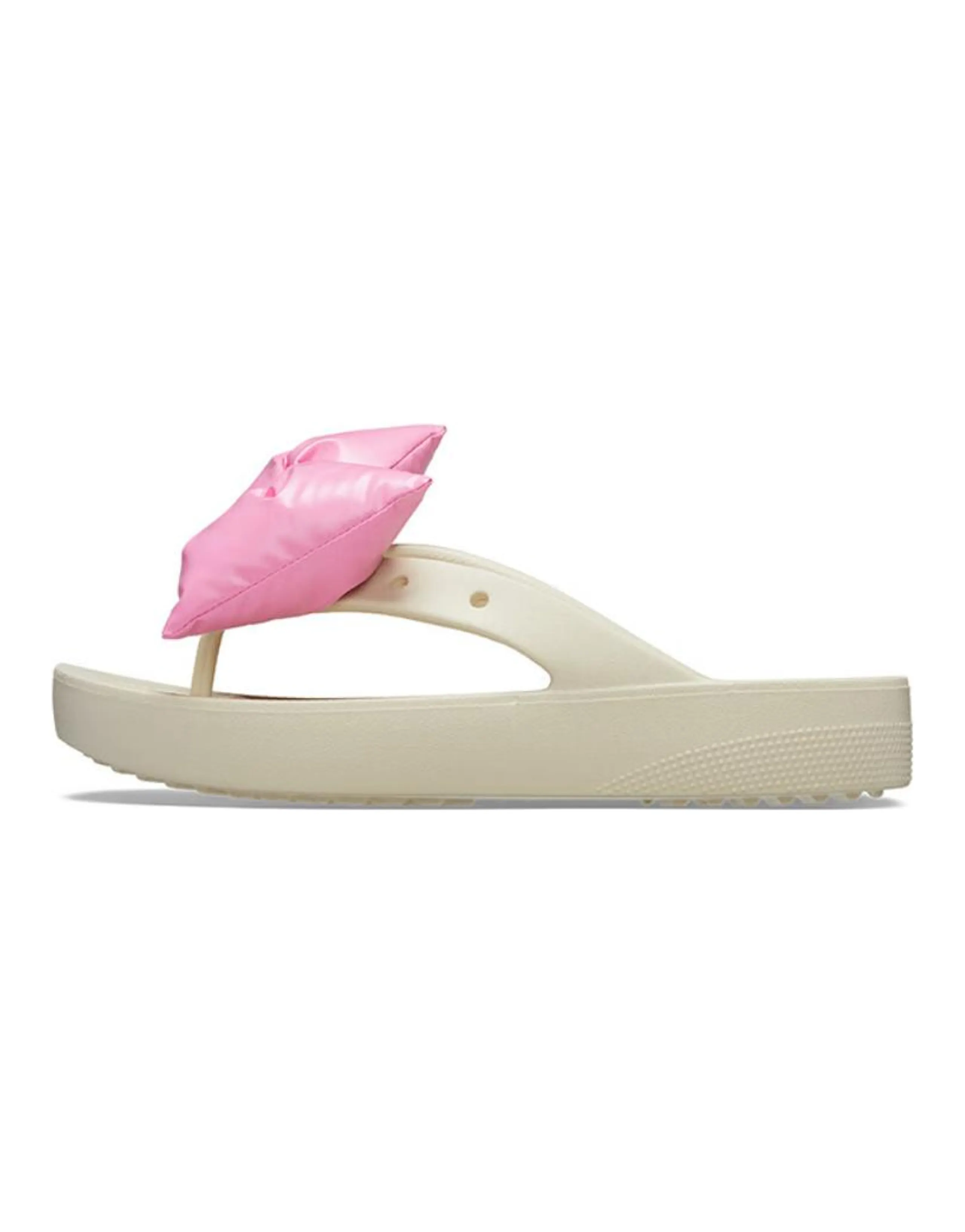 Crocs Classic Platform Bow Flip Flops 'Beige Pink' Women's