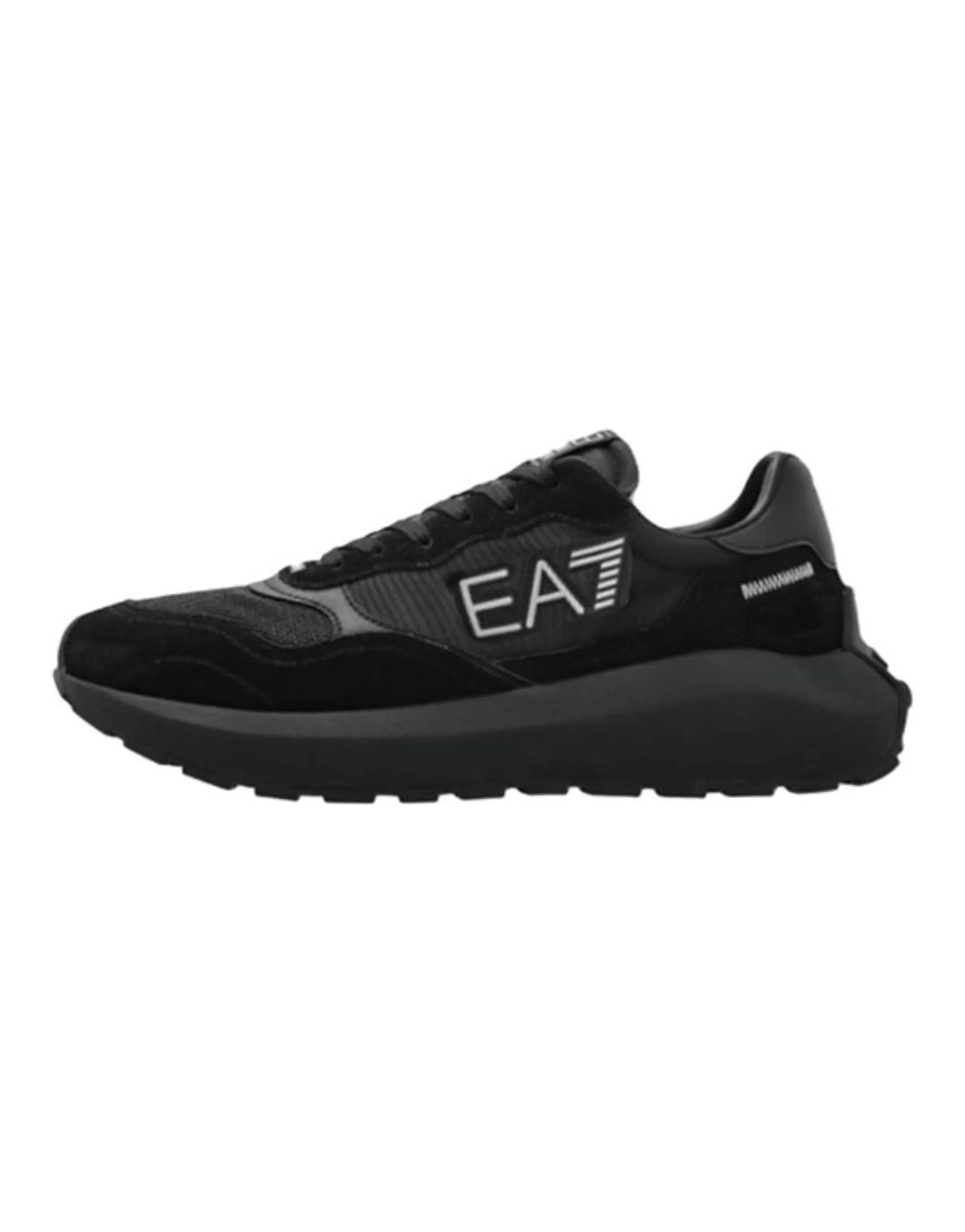 EMPORIO ARMANI EA7 Fabric Leather Round-Toe Platform Low-Top Casual Shoes Men's Black