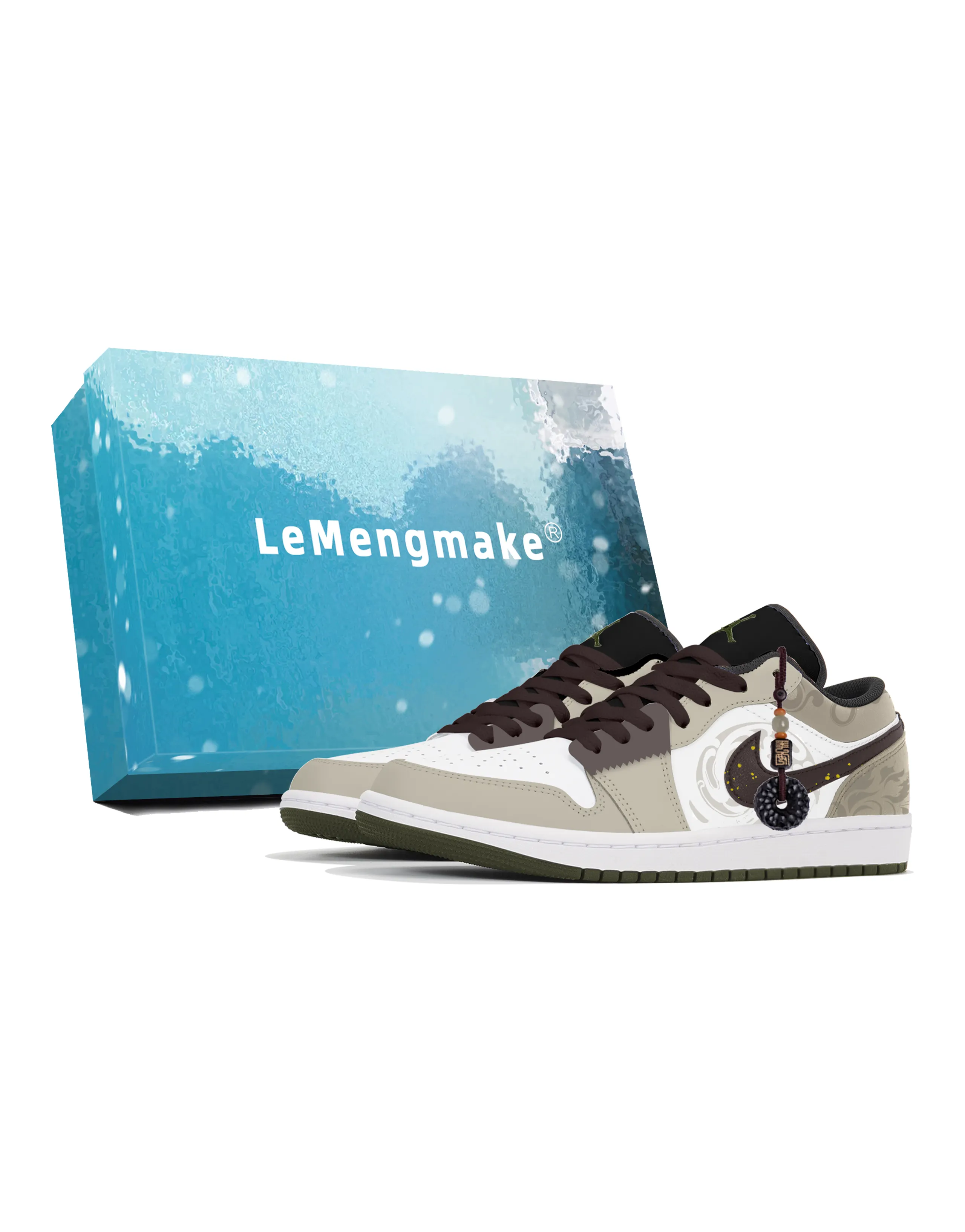 Jordan Jordan 1 Abrasion-Resistant Low-Top Vintage Basketball Shoes Unisex White Brown