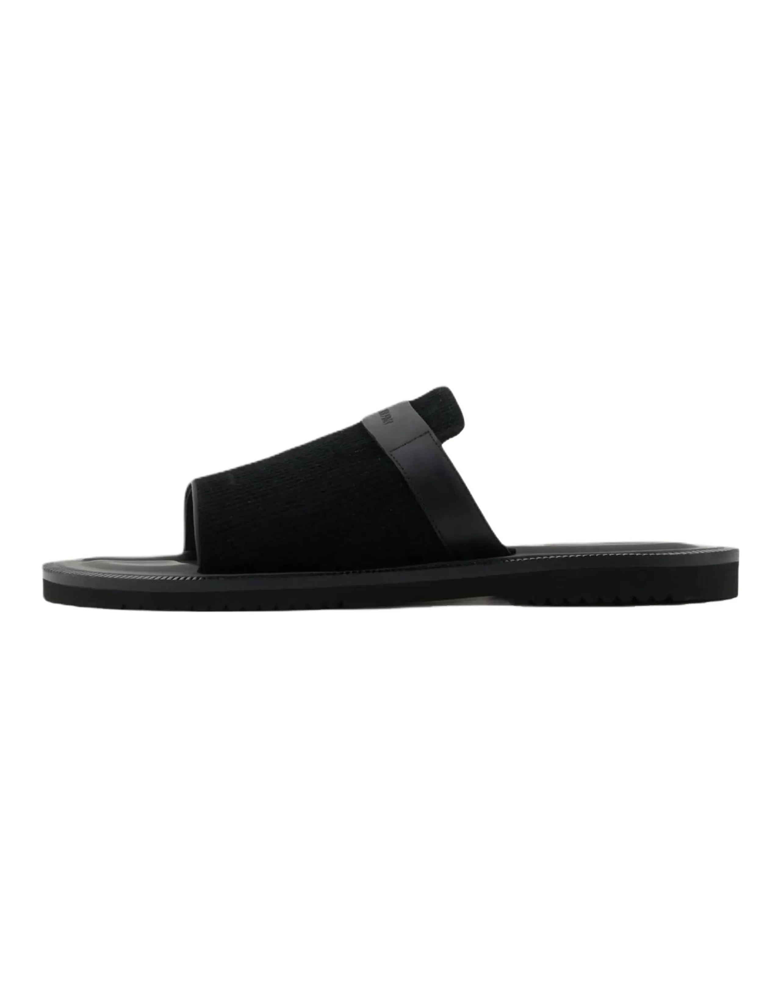 EMPORIO ARMANI Leather Flat Open-Toe Flip-Flops Men's Black