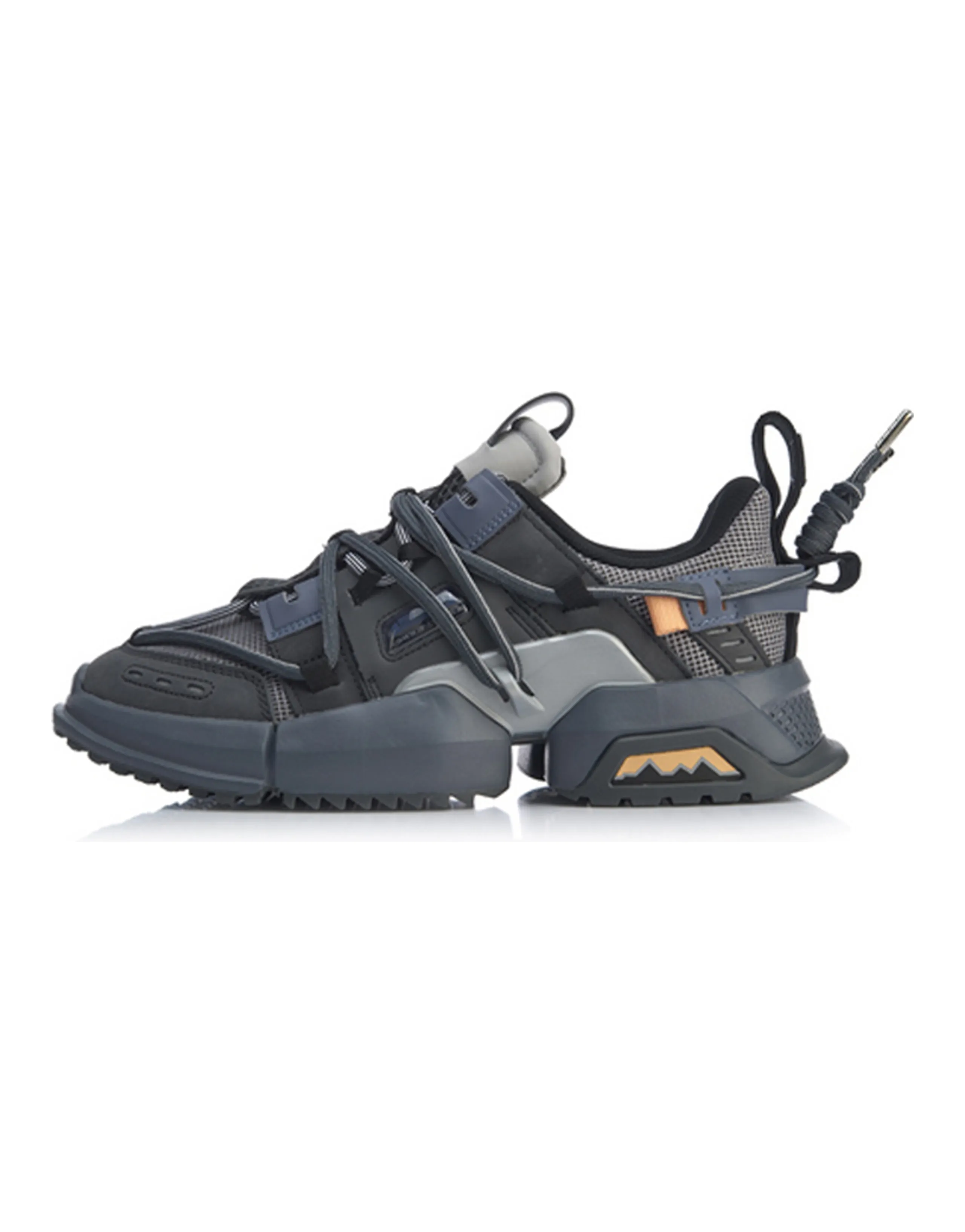 LiNing Pan Gu Trek Durable Breathable Low-Top Sports Casual Shoes Men's Snow Gray
