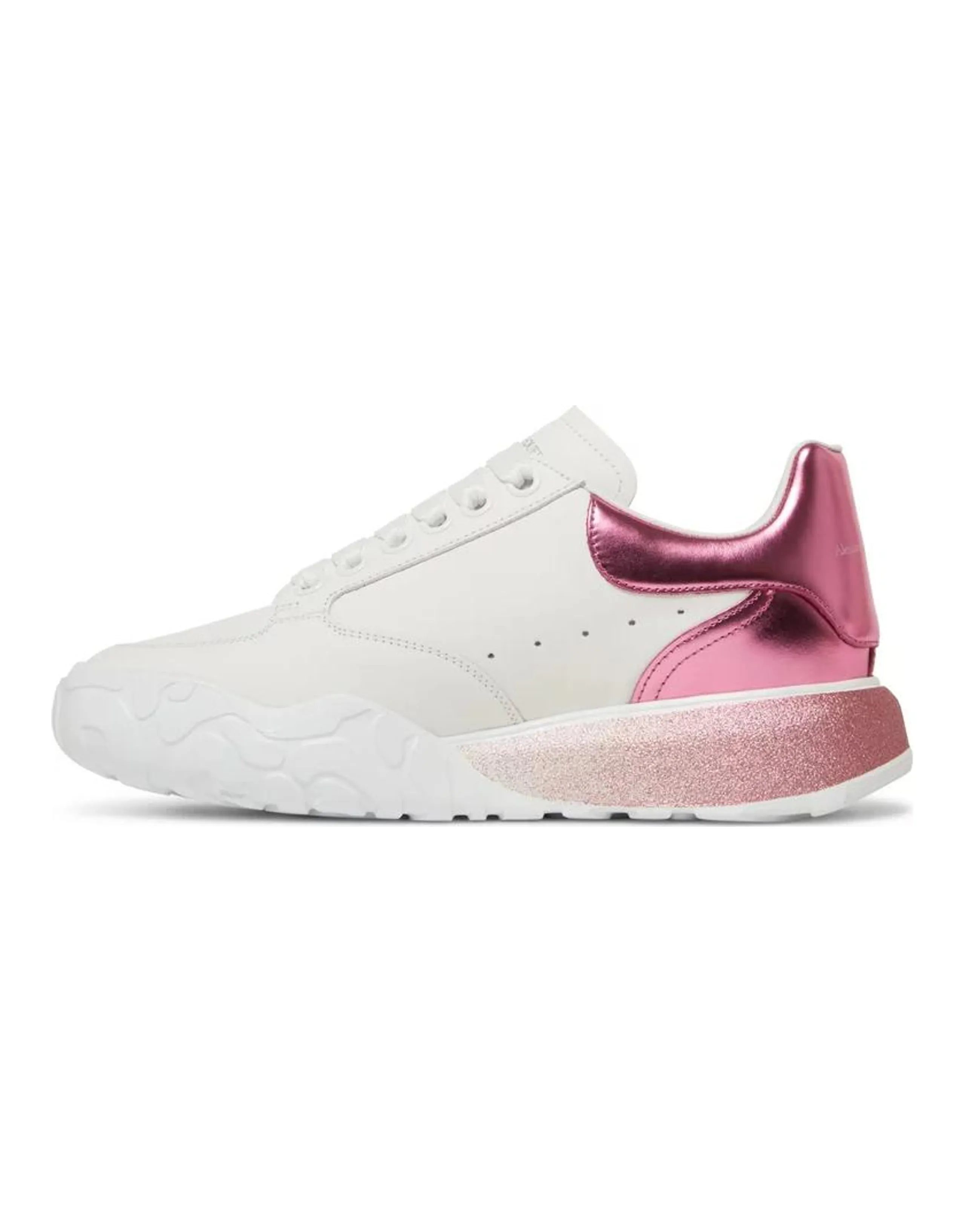 Alexander McQueen Metallic Court Low Top Sneakers 'White Pink' Women's
