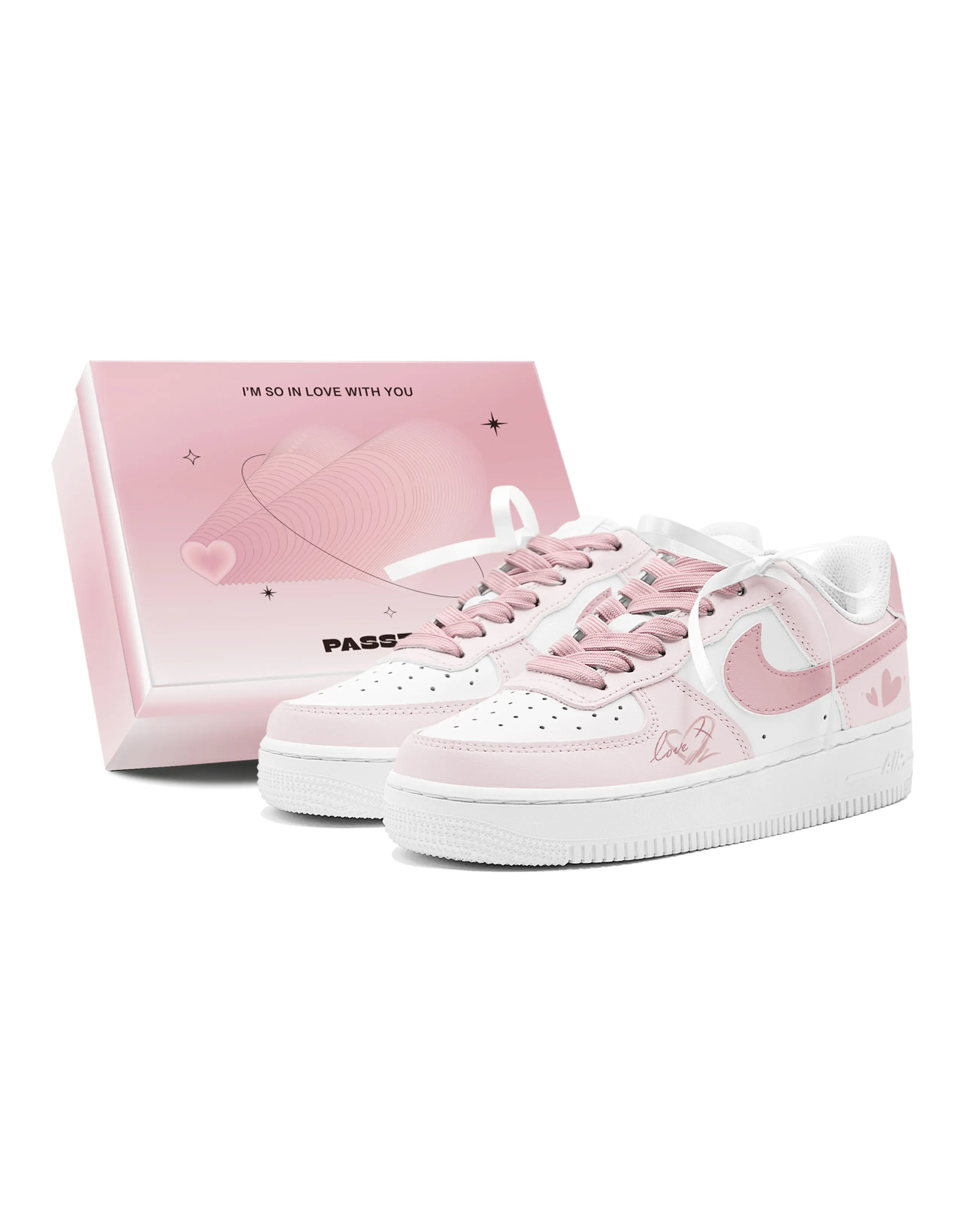 Nike Air Force 1 Air Force 1 Gift Girlish Pink Lover Slip-Resistant Low-Top Skateboard Shoes GS Pink White