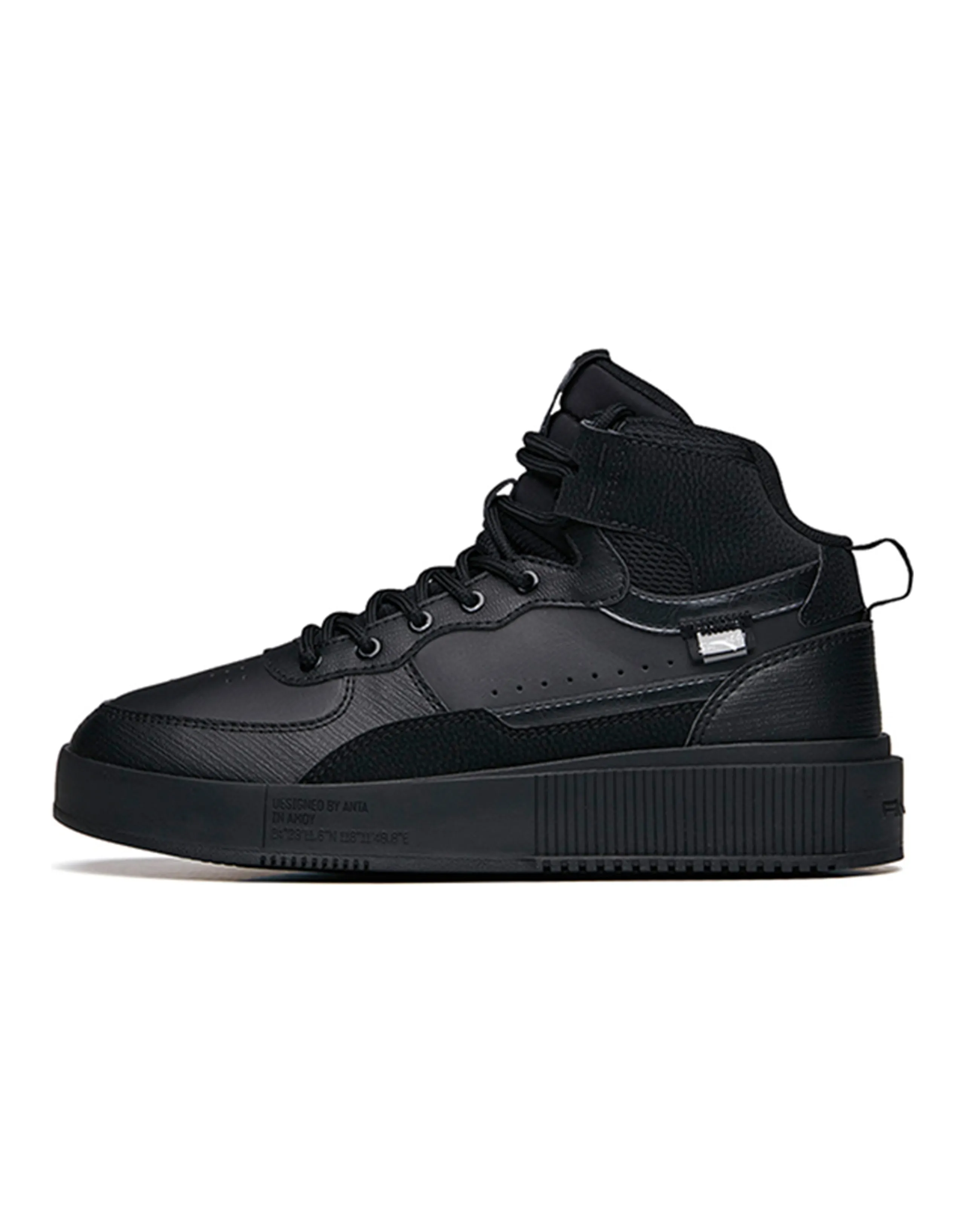 Anta Life Collection Wear-Resistant Slip-Resistant High-Top Skateboard Shoes Women's Black