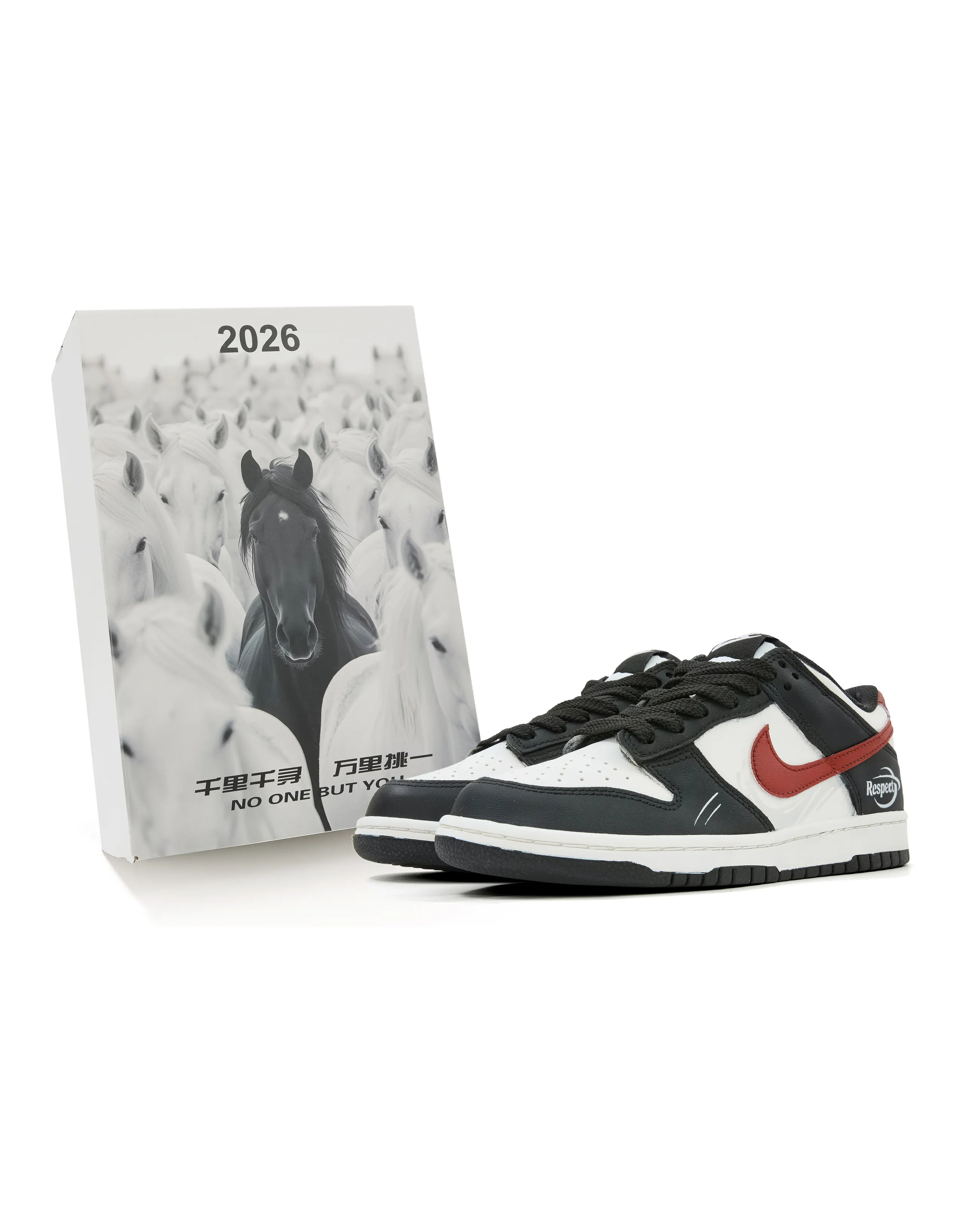 Custom Nike Dunk Low 'American Youth' Box Year of the Horse CNY Graffiti Deconstructed Retro Versatile Unisex Sneakers Beige Black Red