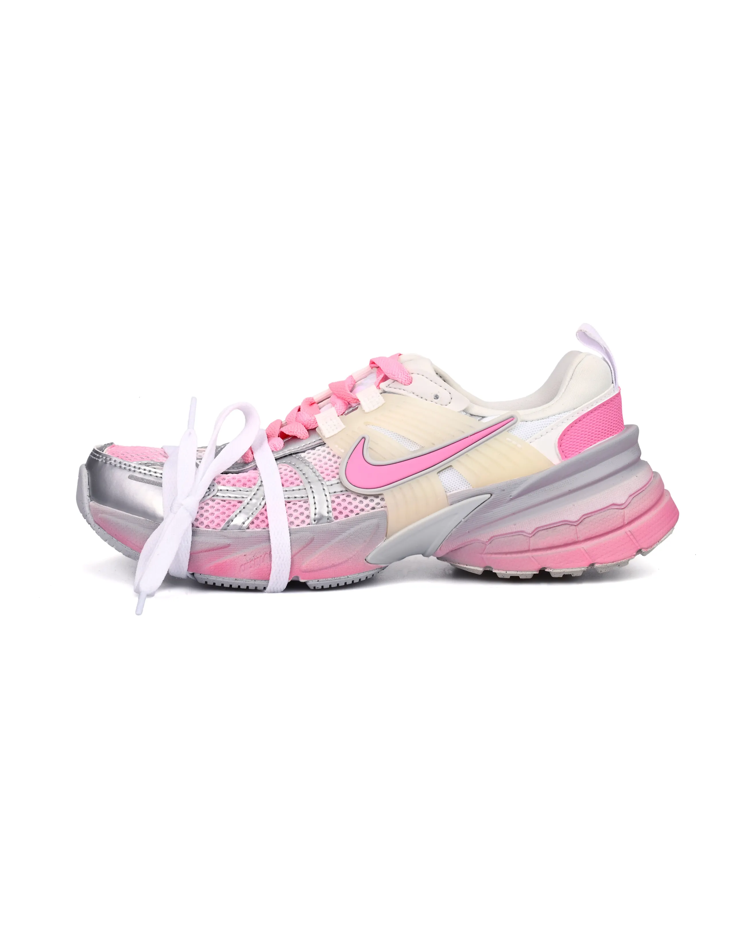 Nike V2K Run Waterproof And Breathable Moisture Wicking Low Top Running Shoes Women's Silver Pink