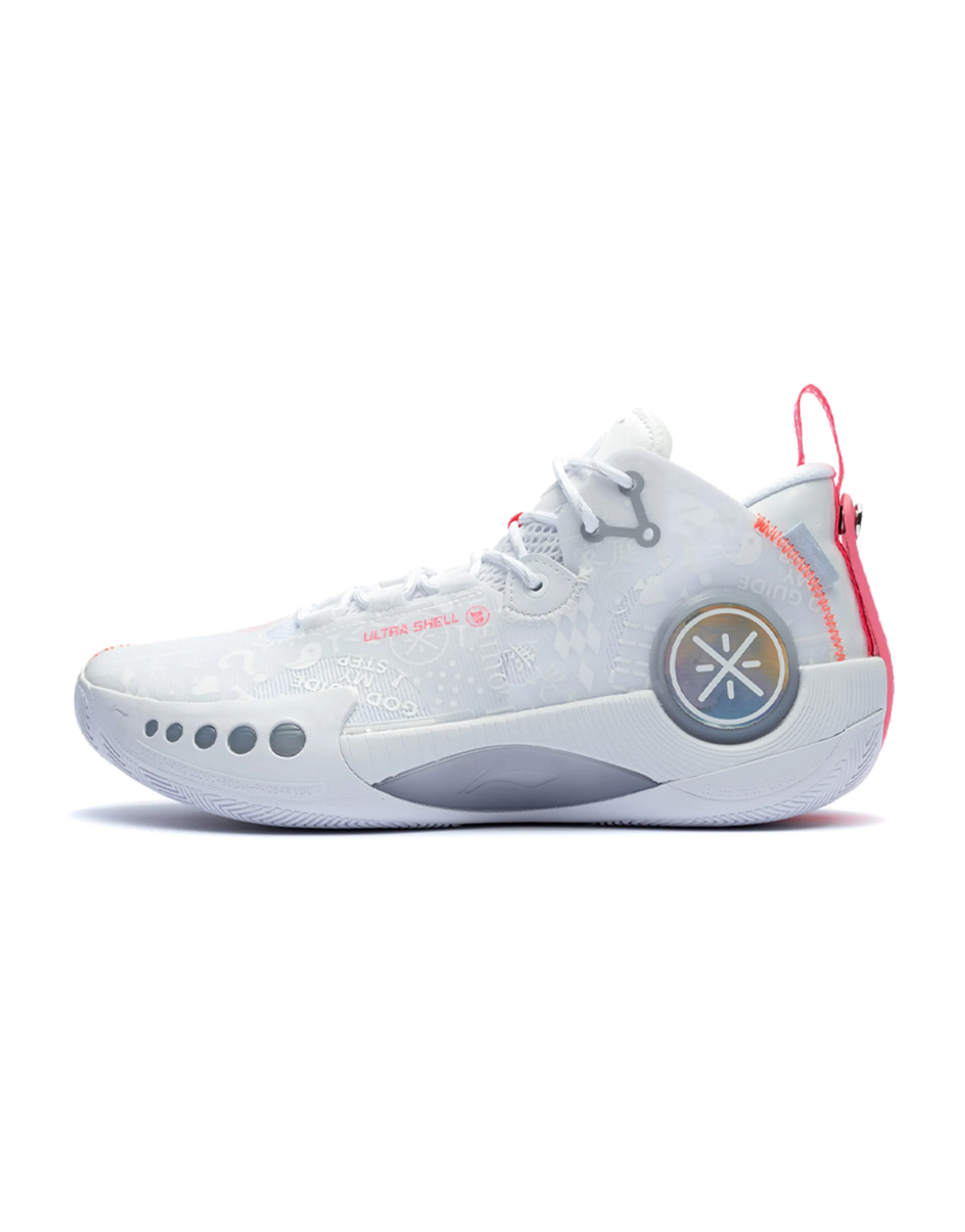 LiNing Shadow 3 Cushioned Slip Resistant Abrasion Resistant Mid Top Basketball Shoes Men's Standard White