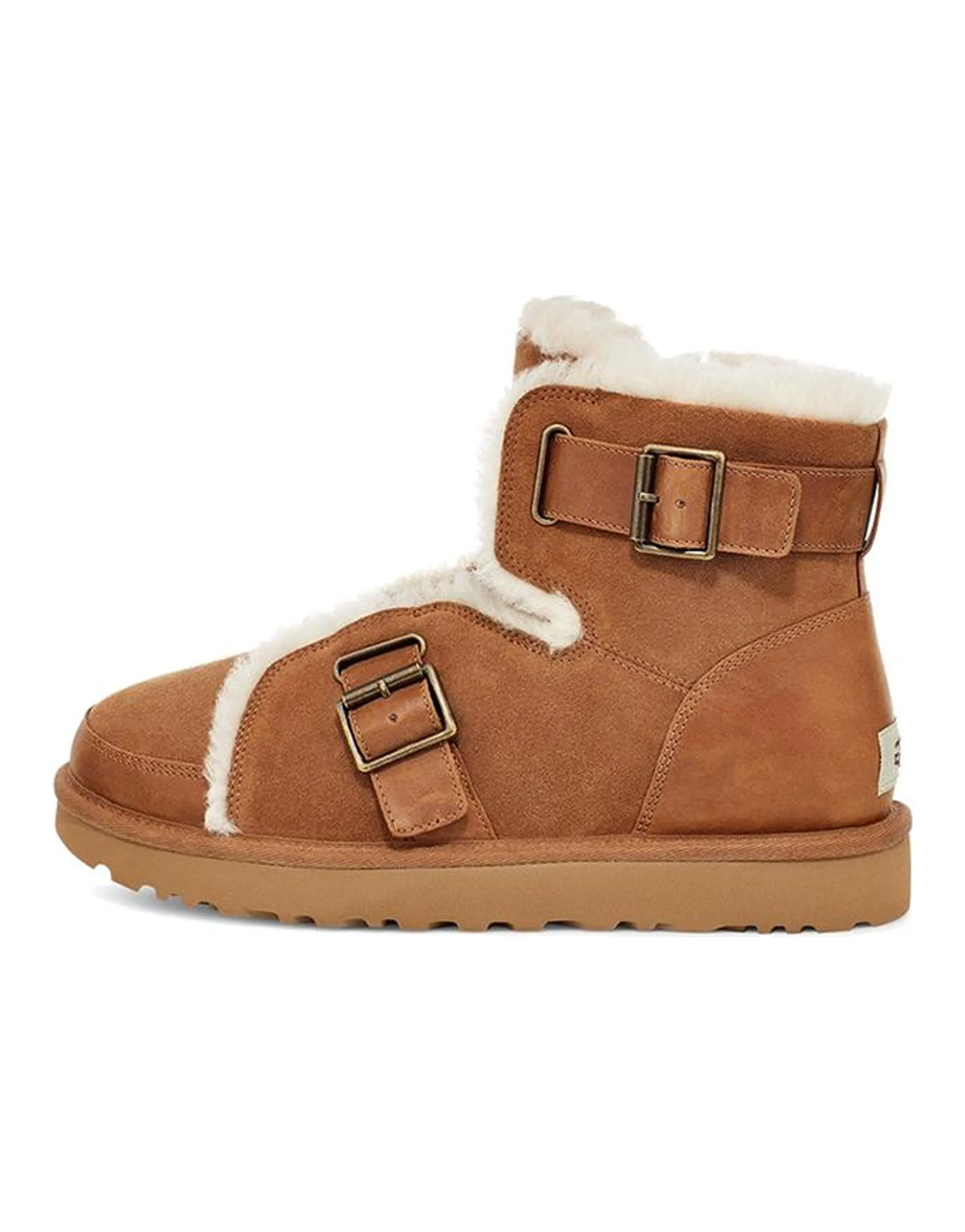 UGG Dune Mini Buckle Boot Fleece Lined Brown Women's