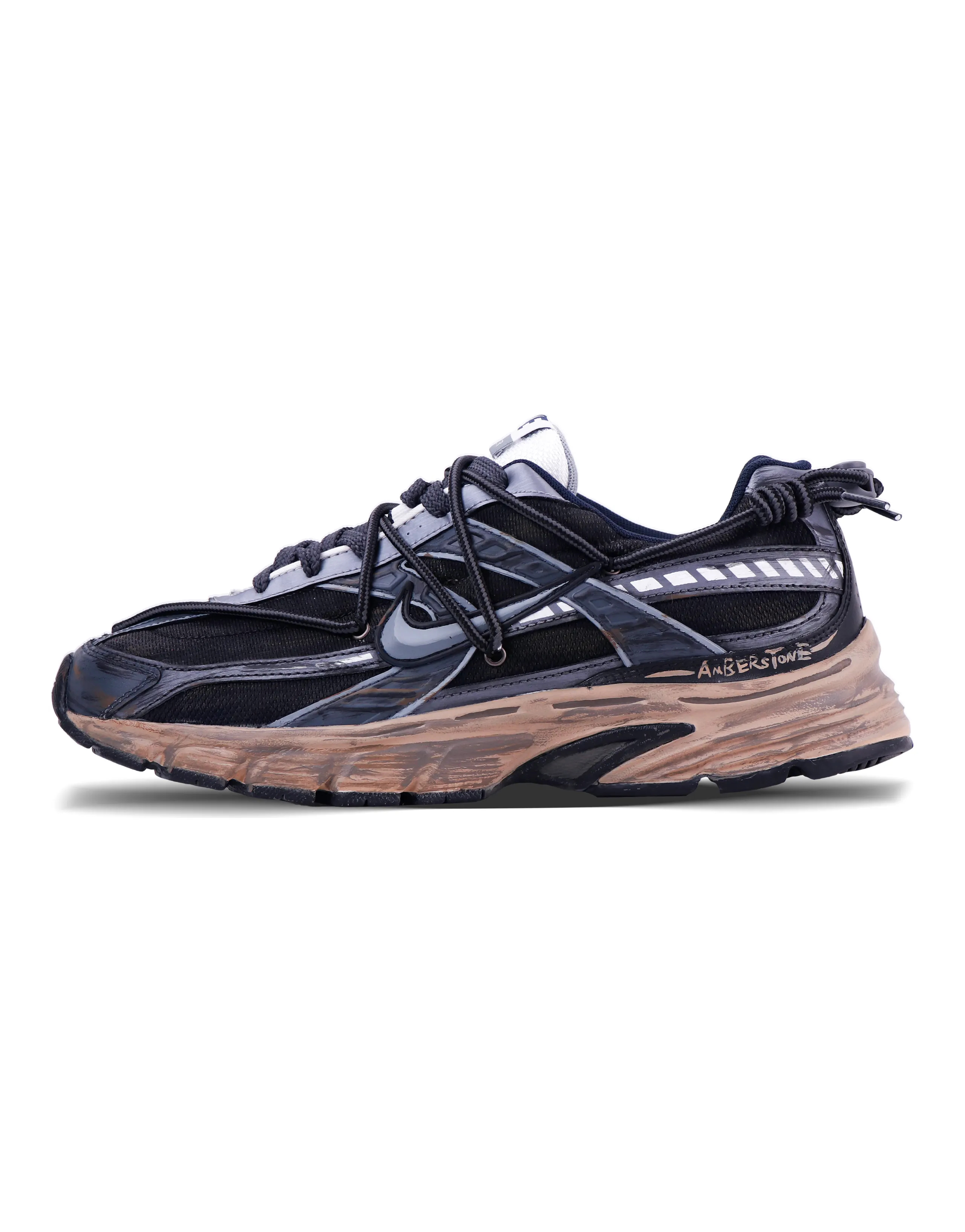 Nike Initiator Cushioning, Slip Resistant, Abrasion Resistant, Breathable Low Top Running Shoes Men's Black Brown