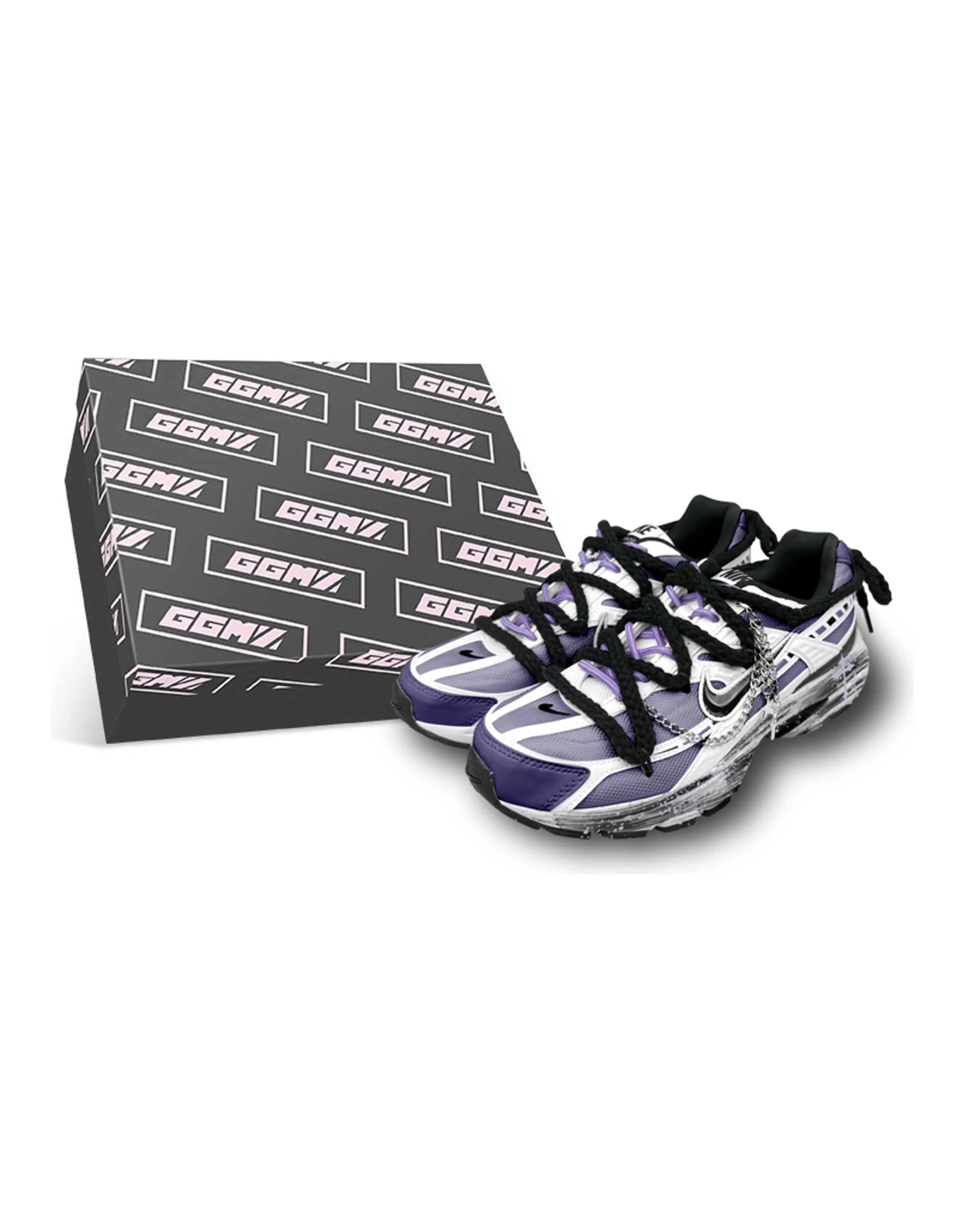 Custom Nike Initiator 'Black Purple Chain' Low-Top Running Shoes Men's Box Set