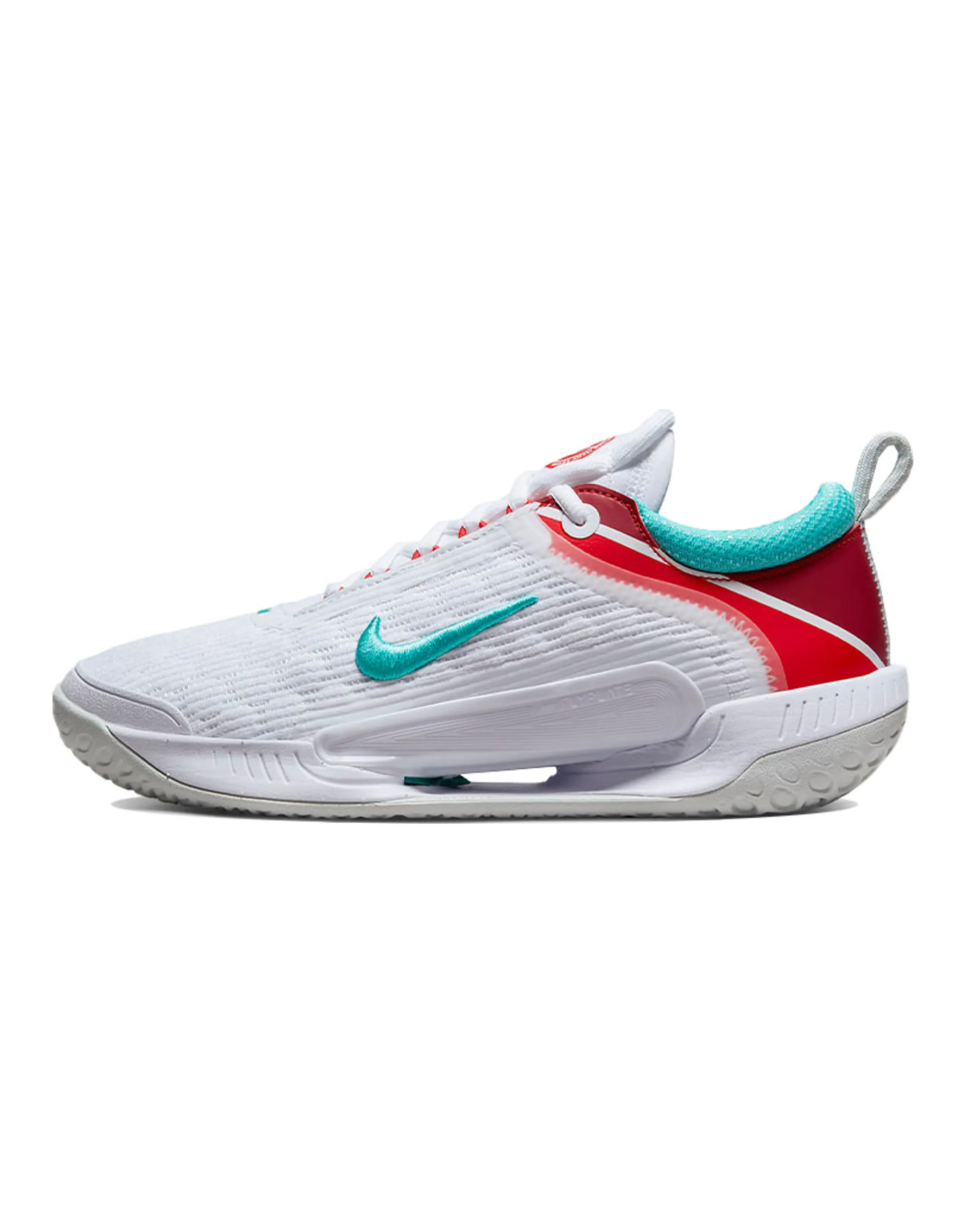 Nike Court Zoom Nxt Hc White Light Silver Habanero Red Washed Teal Women's