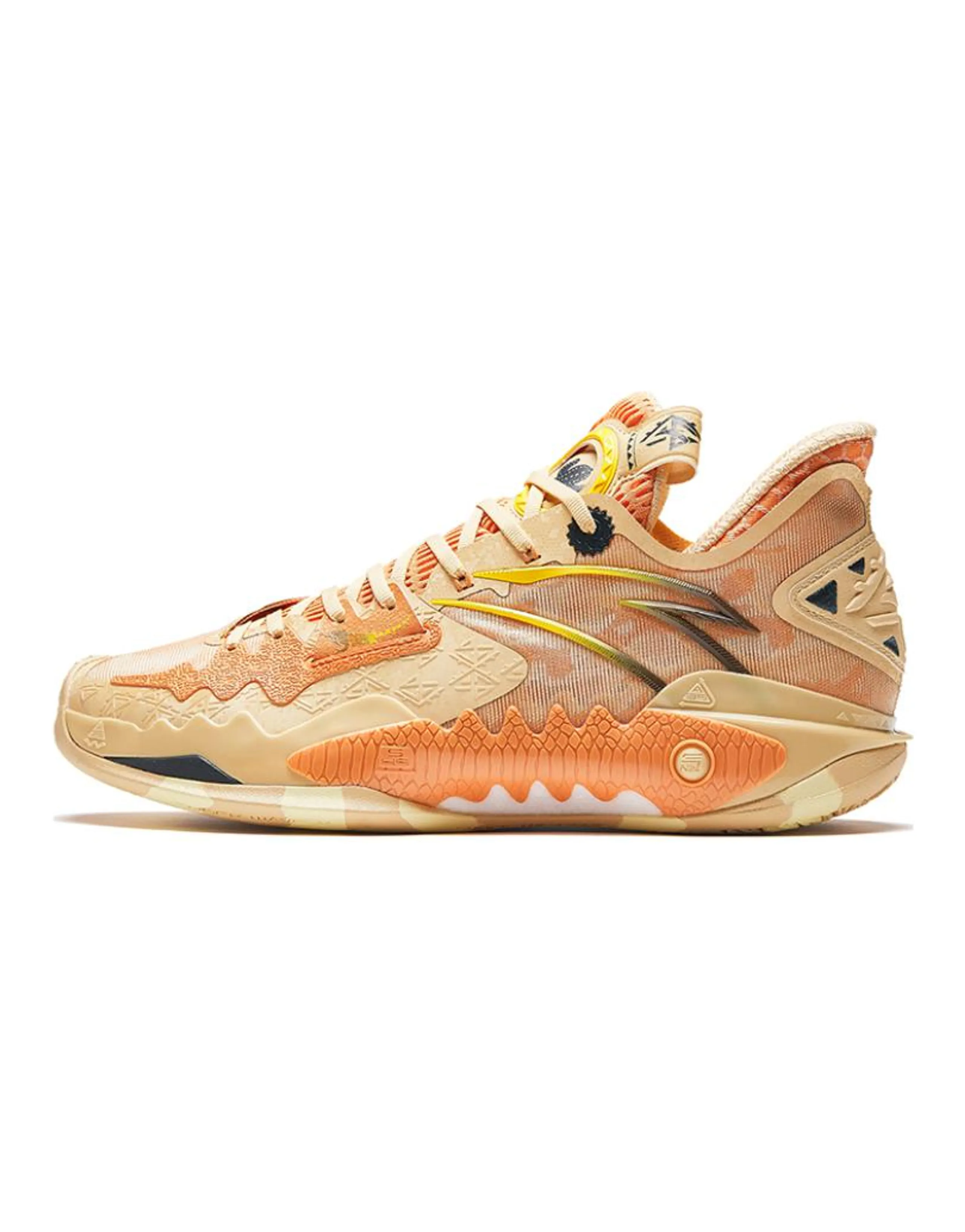 Anta Shock Wave 5 Sand Lizard Cushioning Breathable High-Top Basketball Shoes Men's Apricot Yellow
