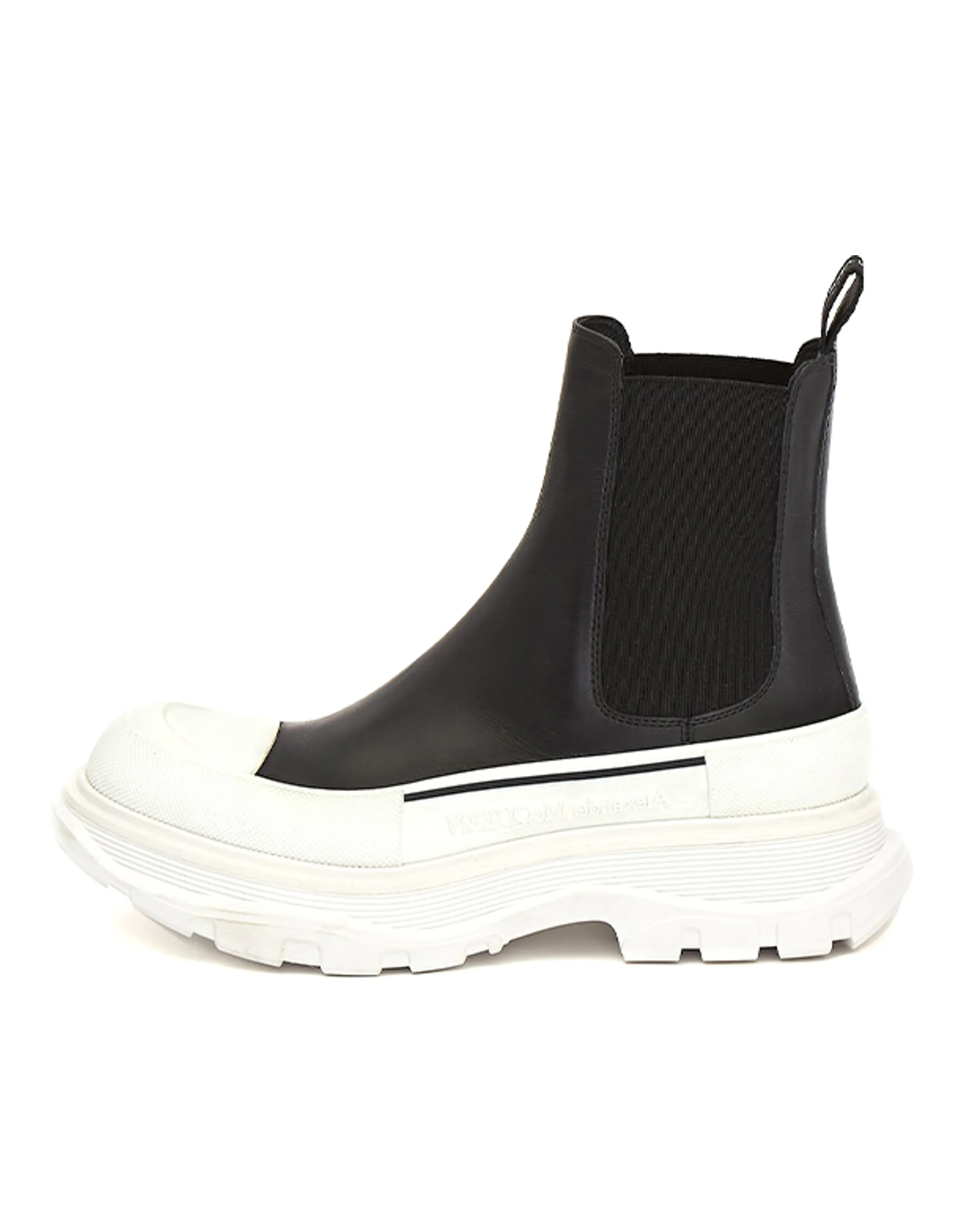 Alexander McQueen Chelsea Tread Ankle Boot Black White Women's