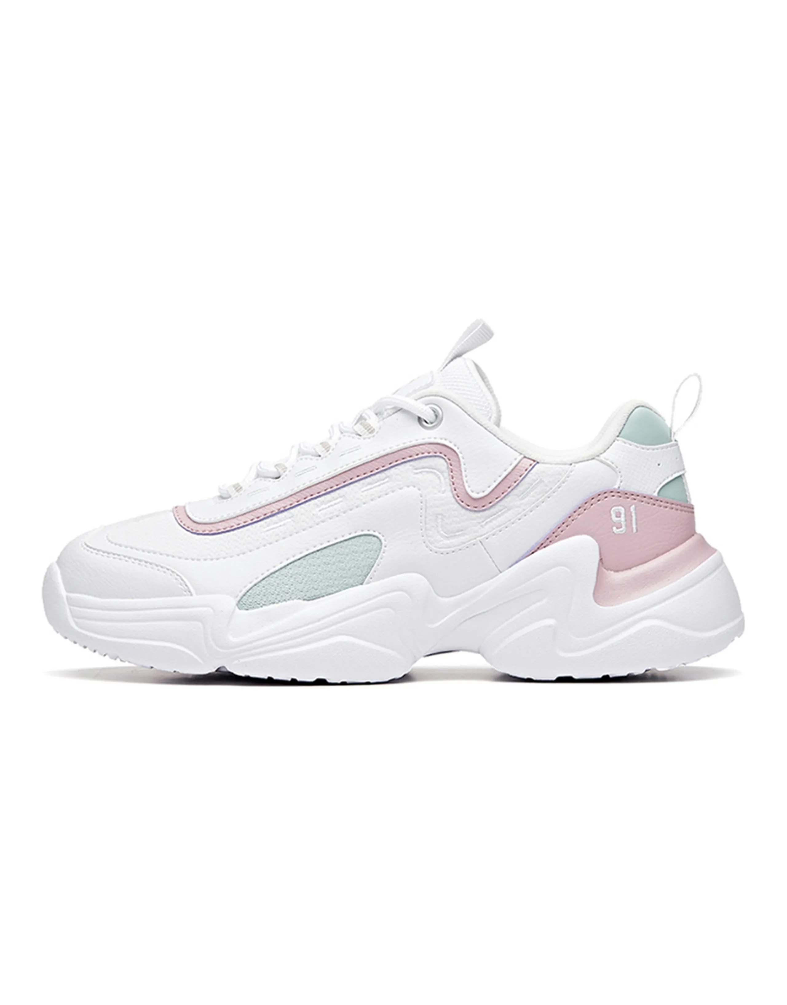 Anta Slip-Resistant Cushioning Wear-Resistant Low-Top Chunky Sneakers Women's Dusty Purple White