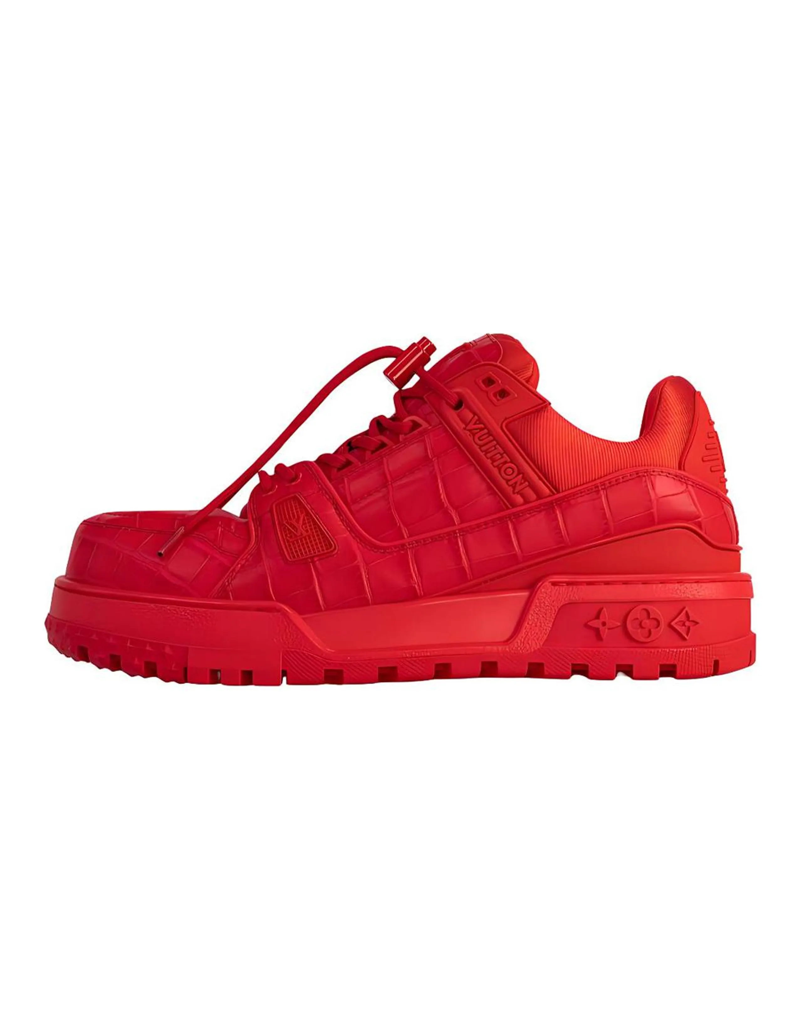 LOUIS VUITTON Trainer Maxi Little Chubby Ding Low-Top Skateboard Shoes Men's Red