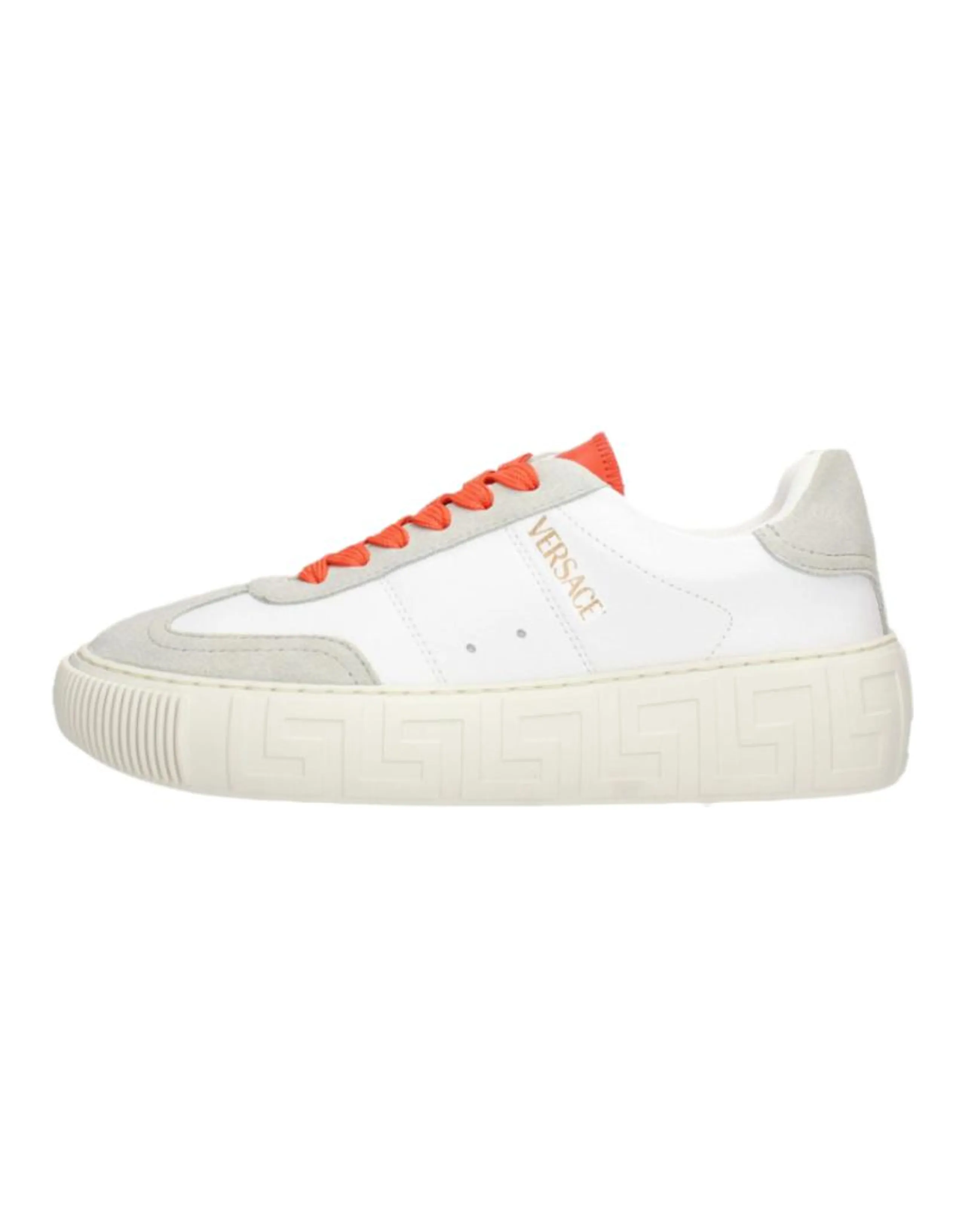 VERSACE Leather Round Toe Lace-Up Low-Top Skate Shoes Women's White