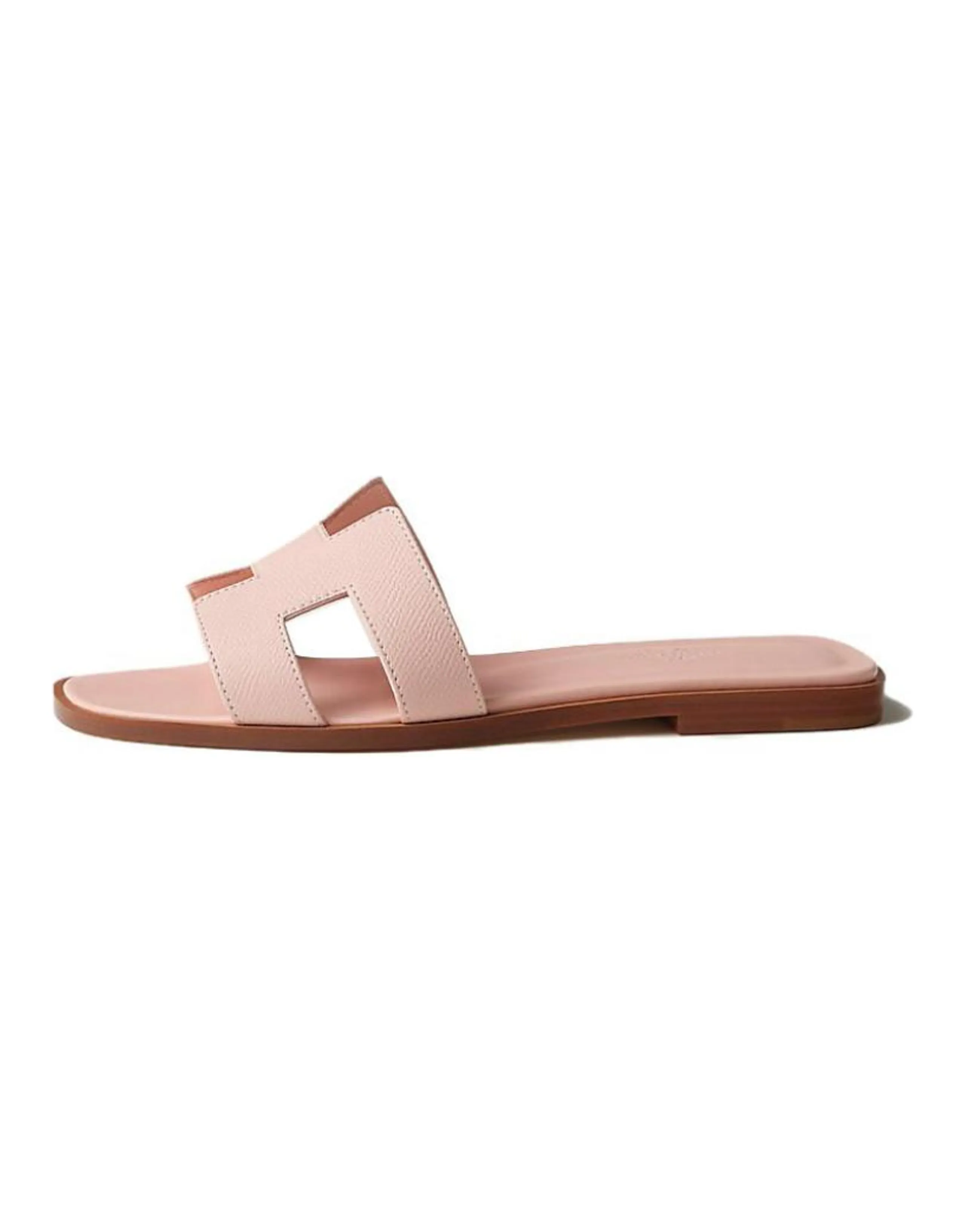 HERMES Oran Sandal Rose Pale Epsome Leather
