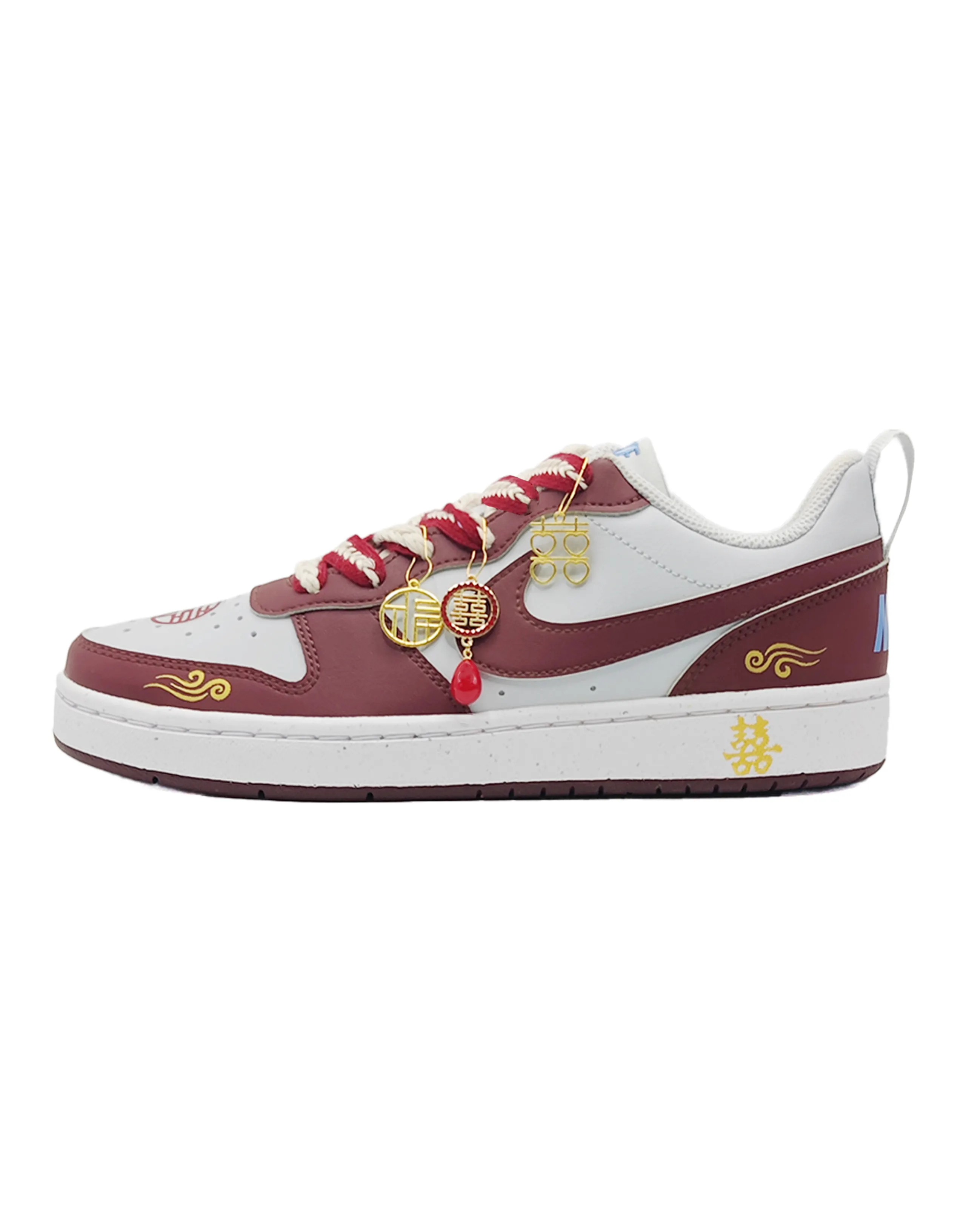 Custom Nike Court Borough GS Low-Top Wedding Sneakers Women's Red