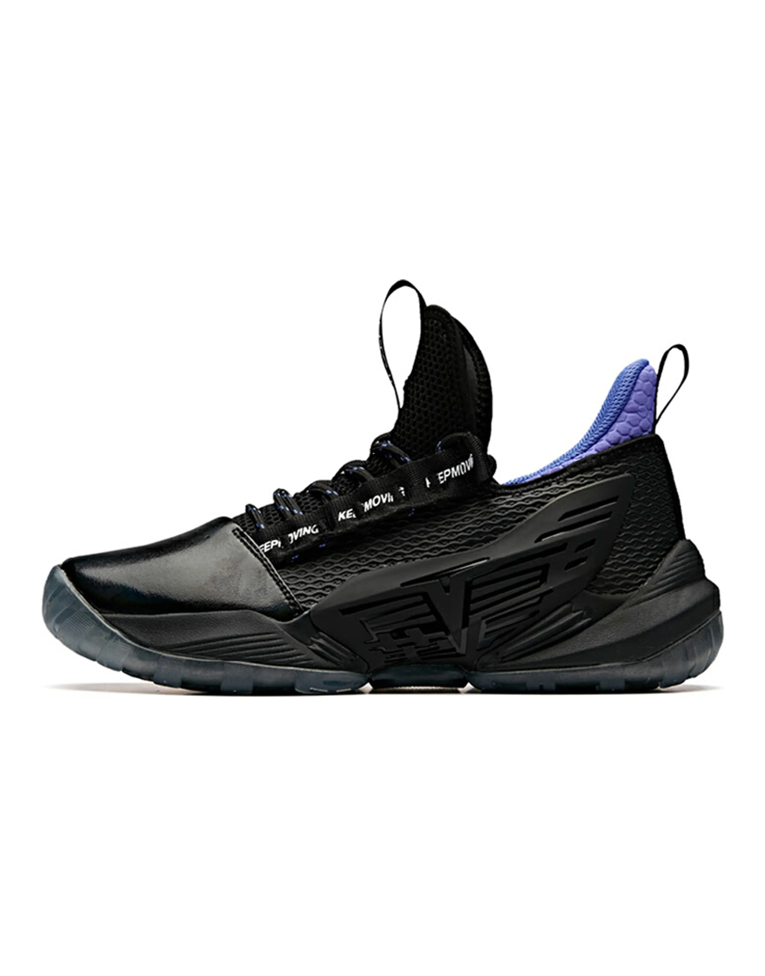 ANTA Bastard Vintage Basketball Shoes Men Low-Top Black/Fluorescent Glamour Purple