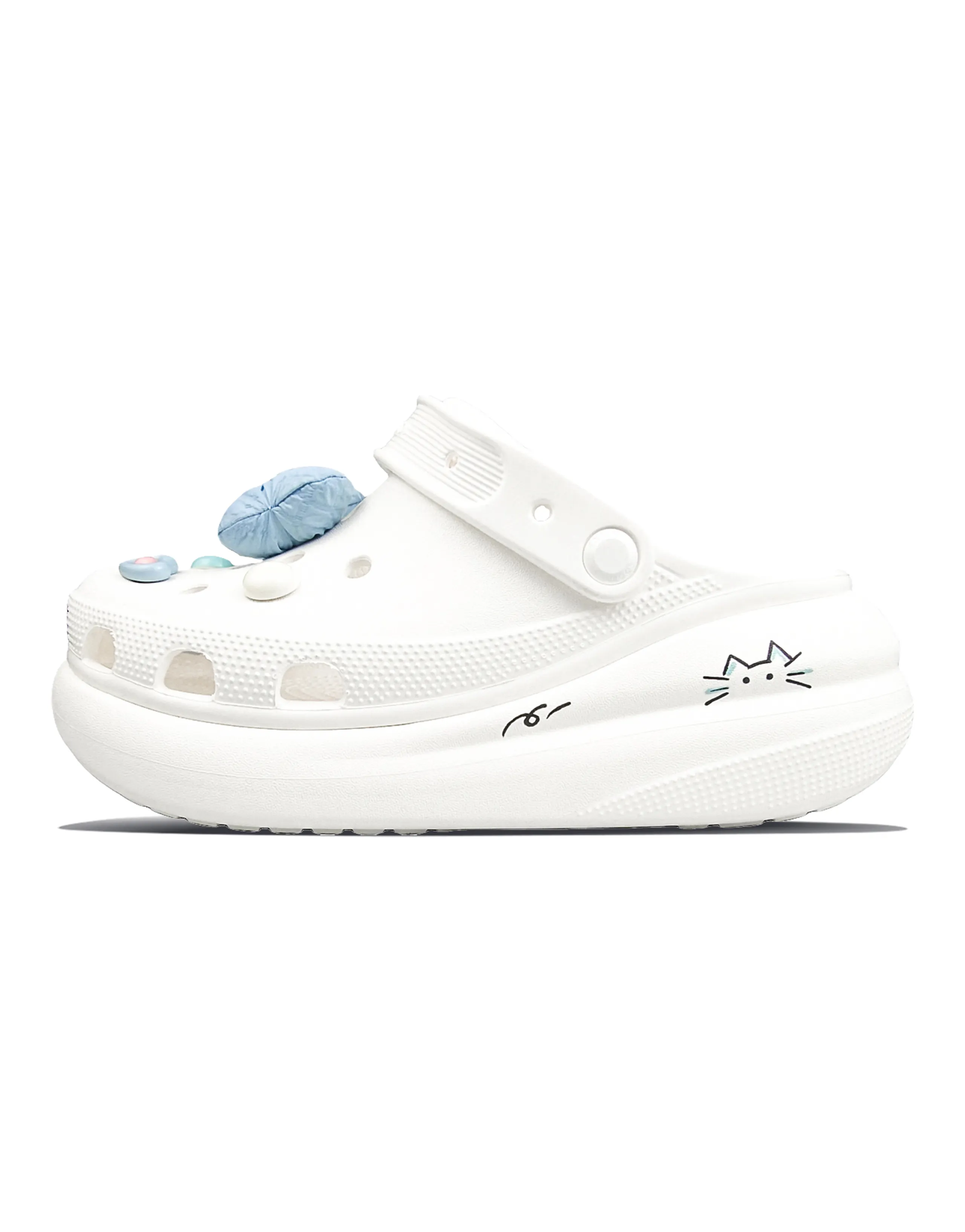 [Custom Shoes] Crocs Crush Clog EVA Little Friend Cat Puff Shoes Casual Comfort Clogs Women's White