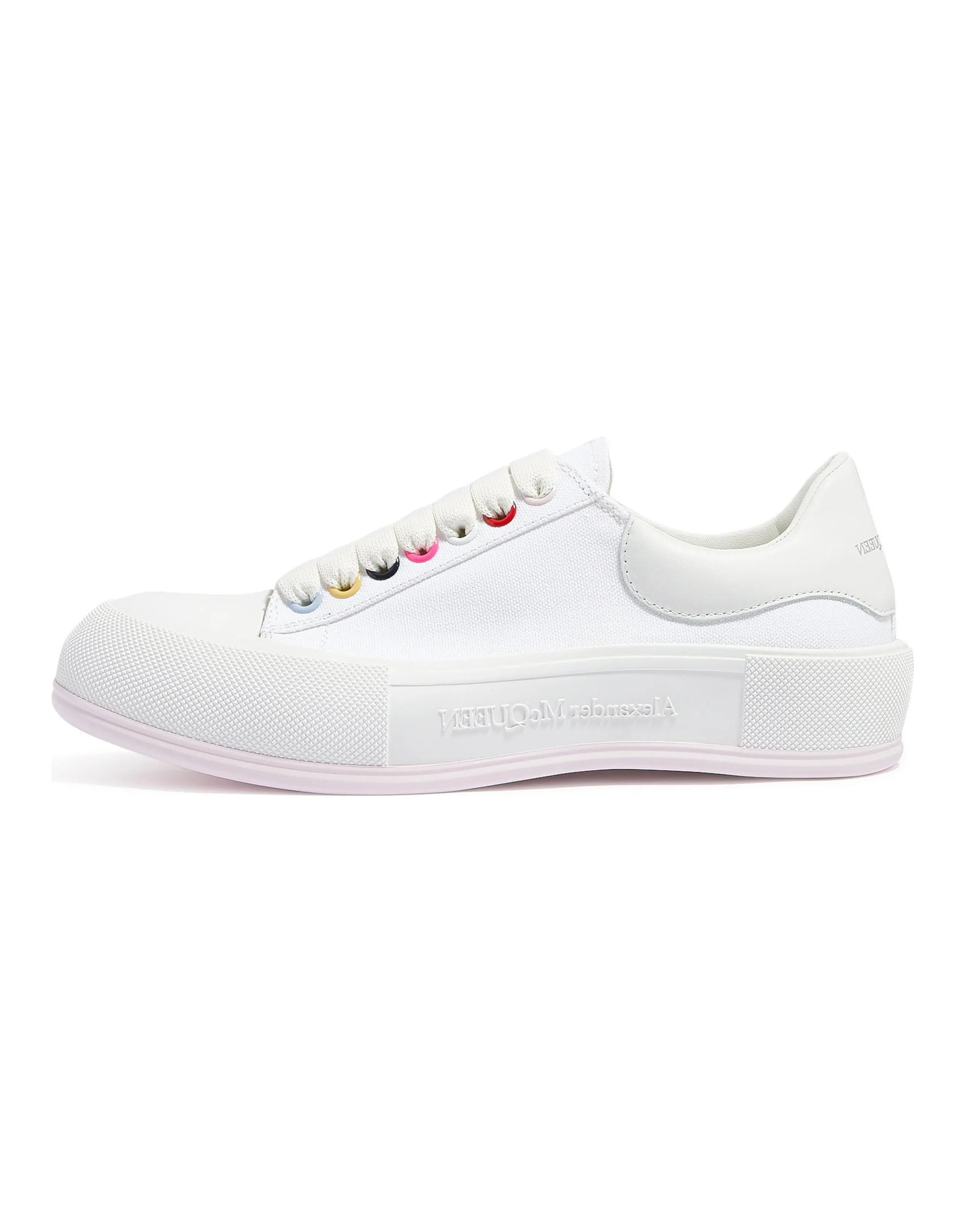 Alexander McQueen Deck Skate Plimsoll Lace Up White Multi Women's