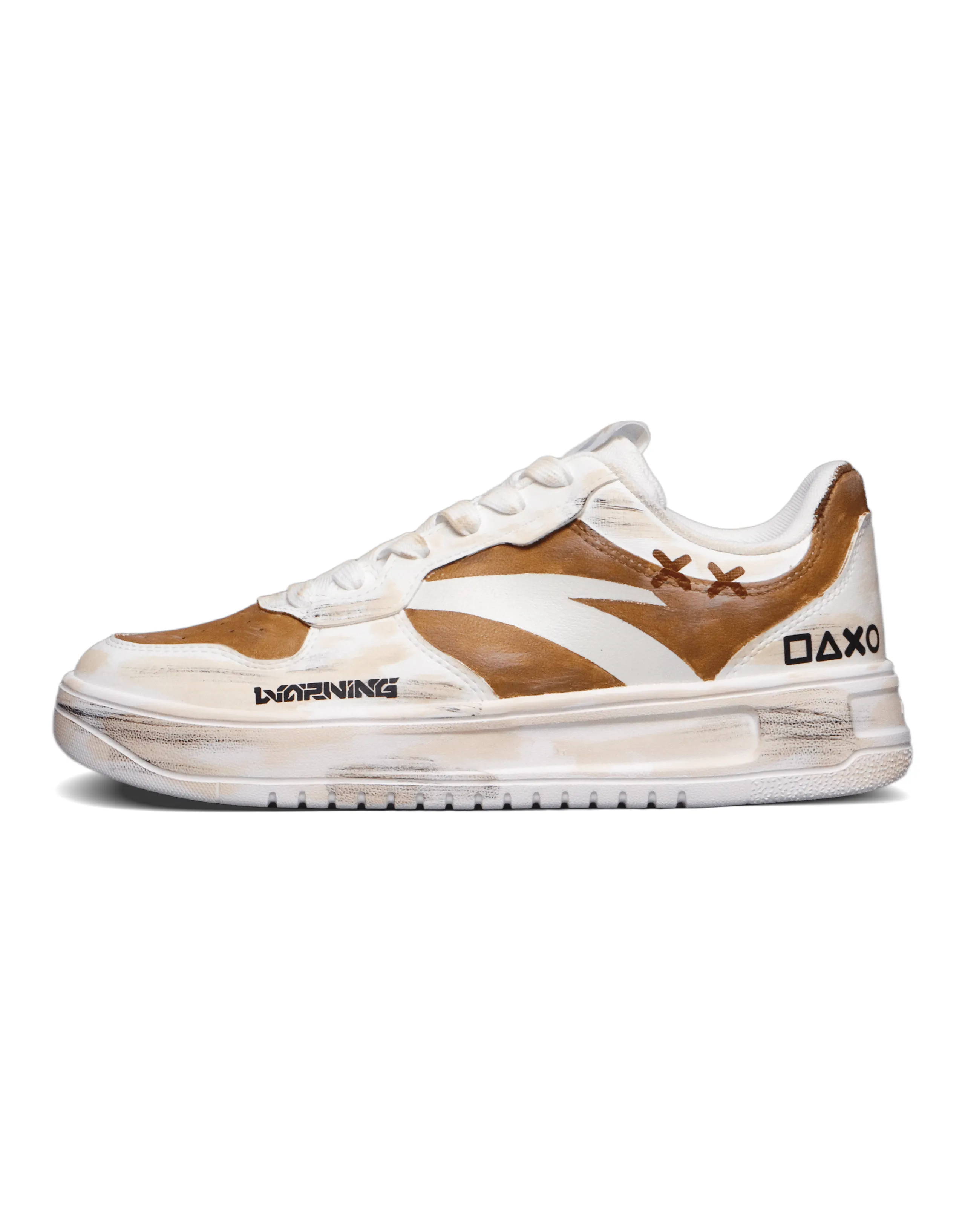[Custom Sneakers] Anta 3M3 Creation Mocha Tie-Dye Distressed Niche Slip-Resistant Shock-Absorbing Low-Top Skate Shoes Men's White