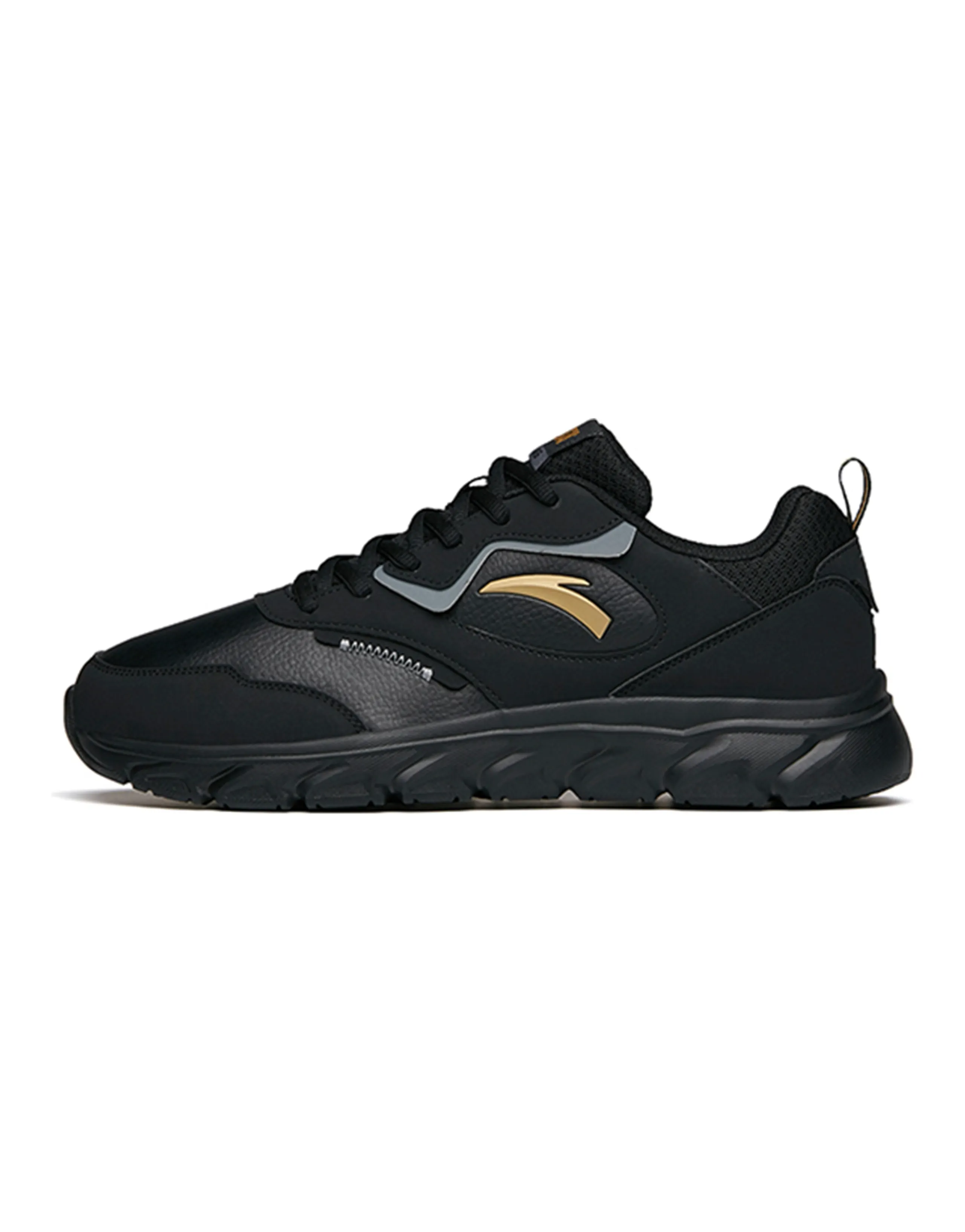 Anta Low Top Casual Running Shoes Men's Black Gray Gold