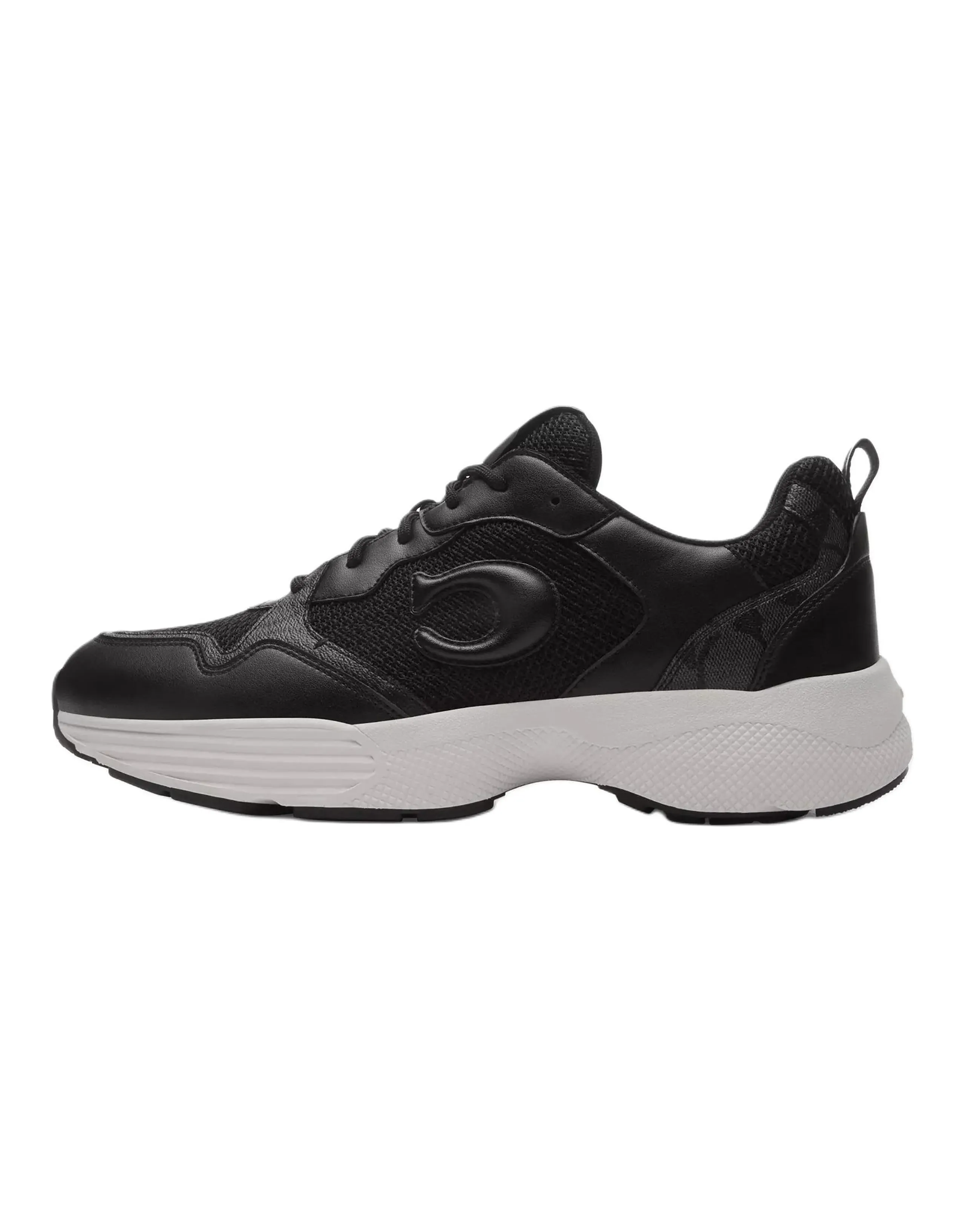COACH Signature Round-Toe Lace-Up Low-Top Casual Shoes Men's Black