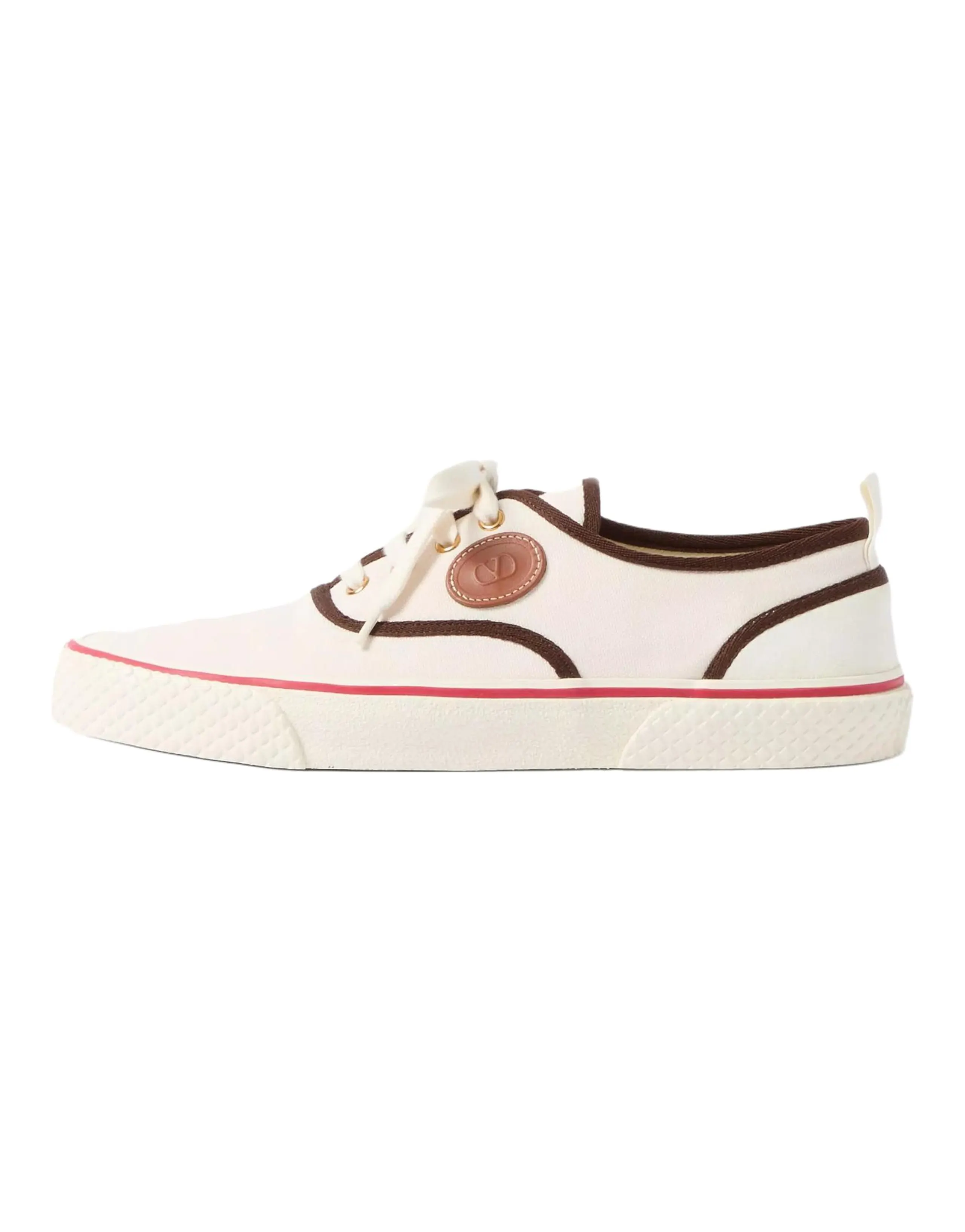 Valentino Men's Nojoke VLogo Signature Detail Patch Lace-Up Low-Top Canvas Sneakers White