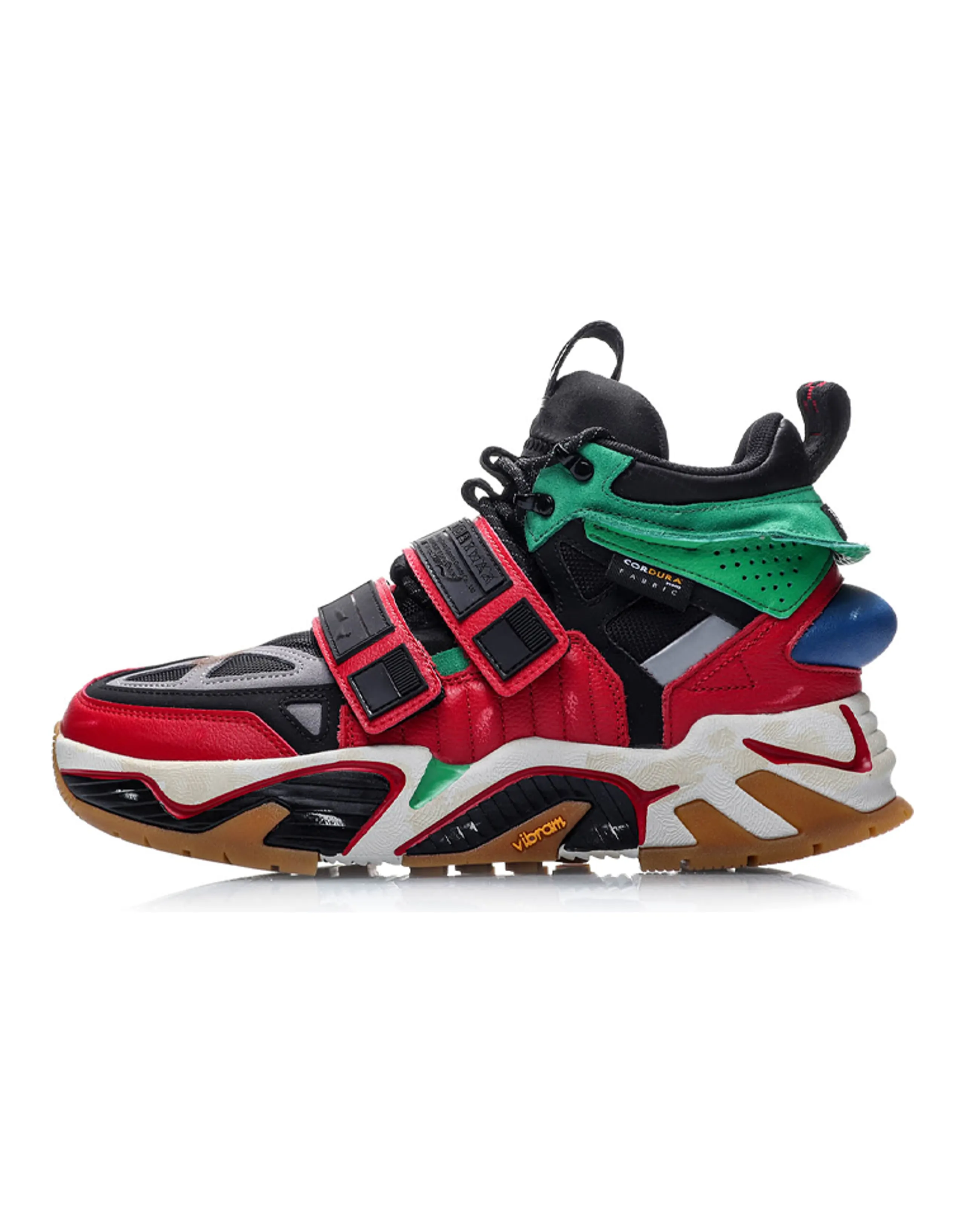 LiNing Slip-Resistant Coverage Warm High-Top Vintage Basketball Shoes Men's Black Red Green