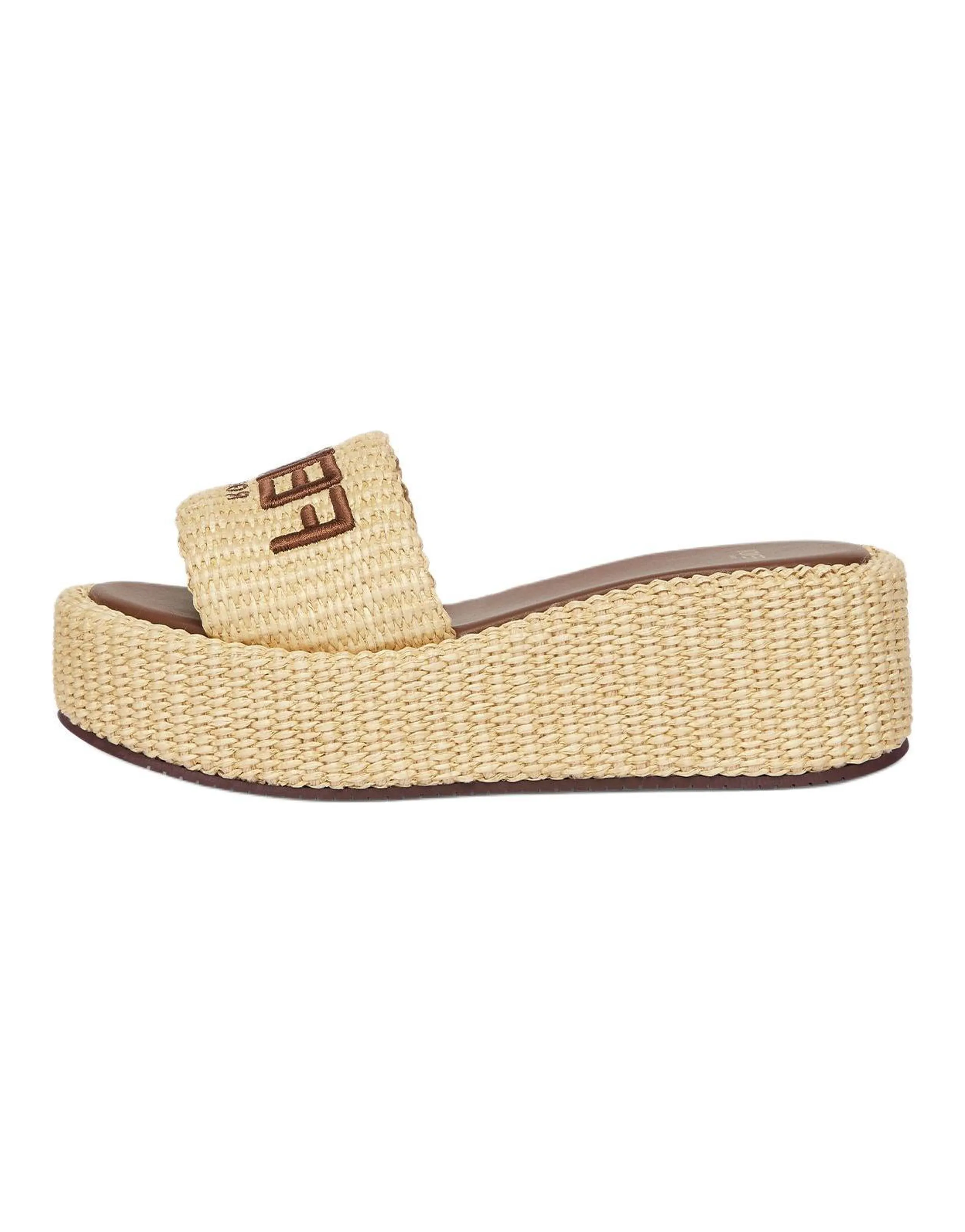 FENDI Sunshine Round Toe Platform Flip-Flops Women's Beige