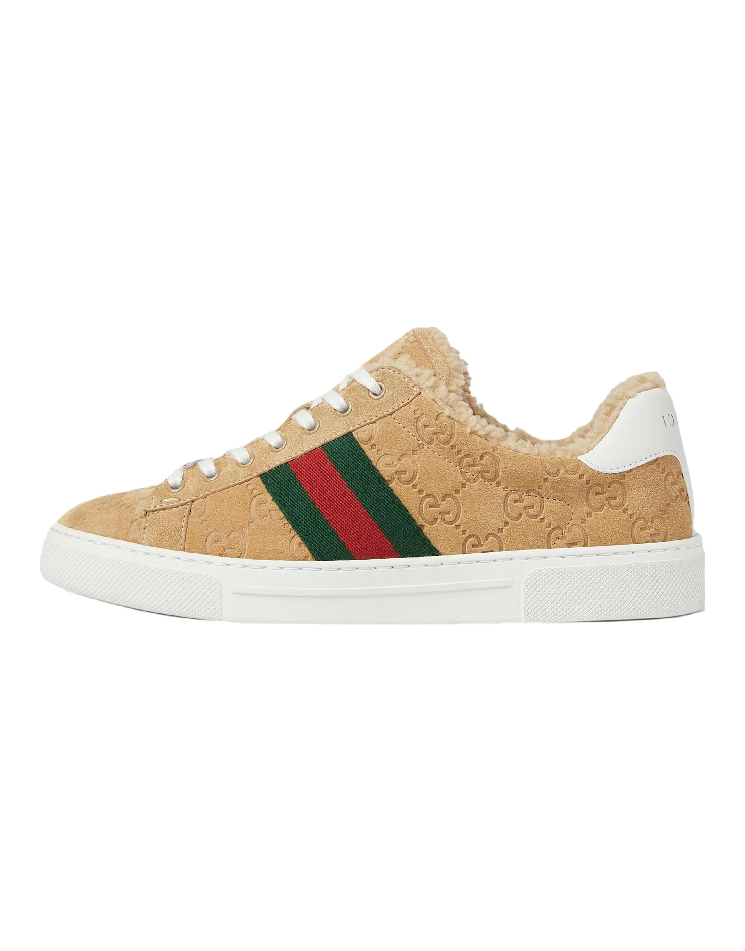 GUCCI ACE Low Top Skateboard Shoes 4.5cm Women's Beige