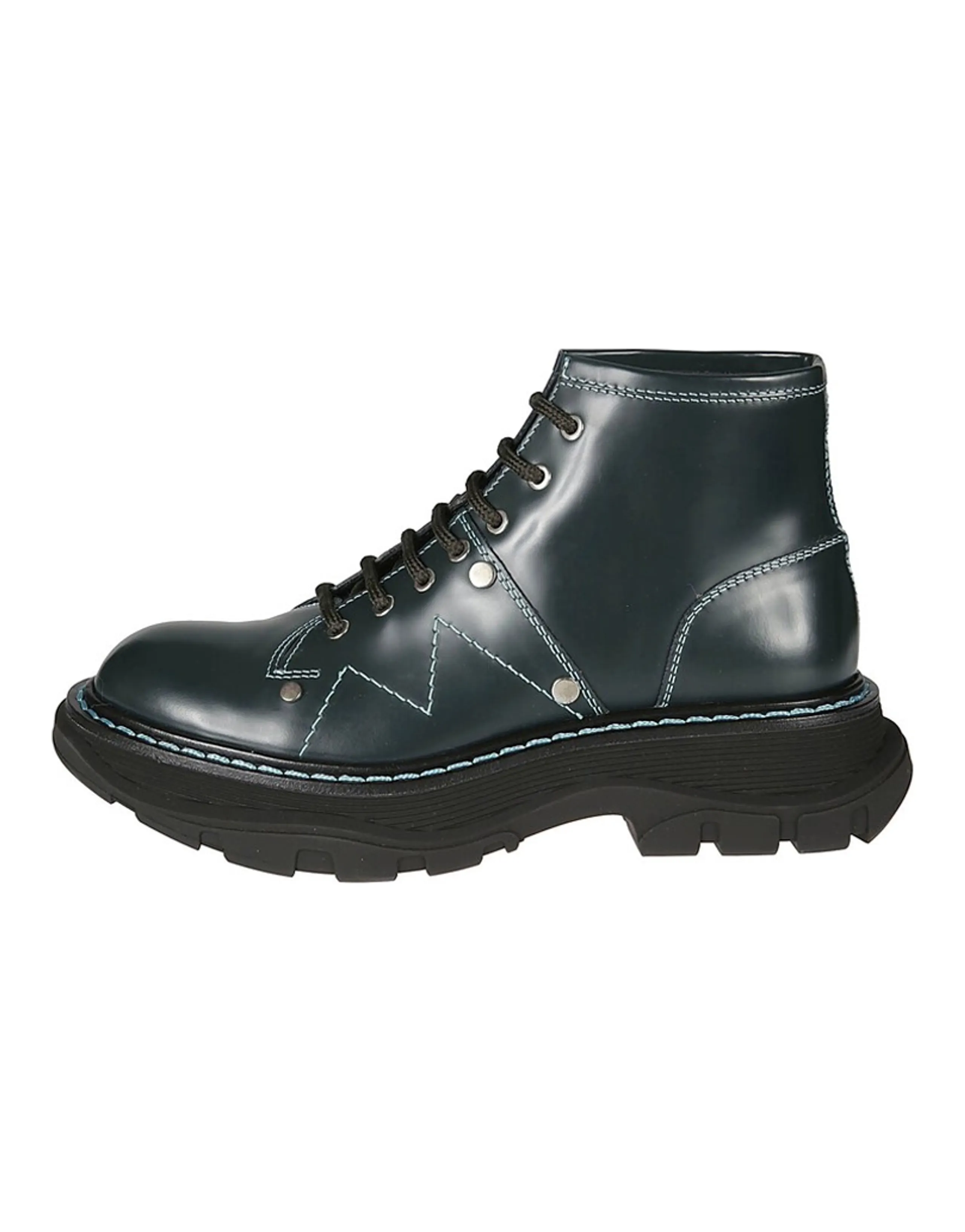 Alexander McQueen Tread Ankle Boots Women's Green Silver