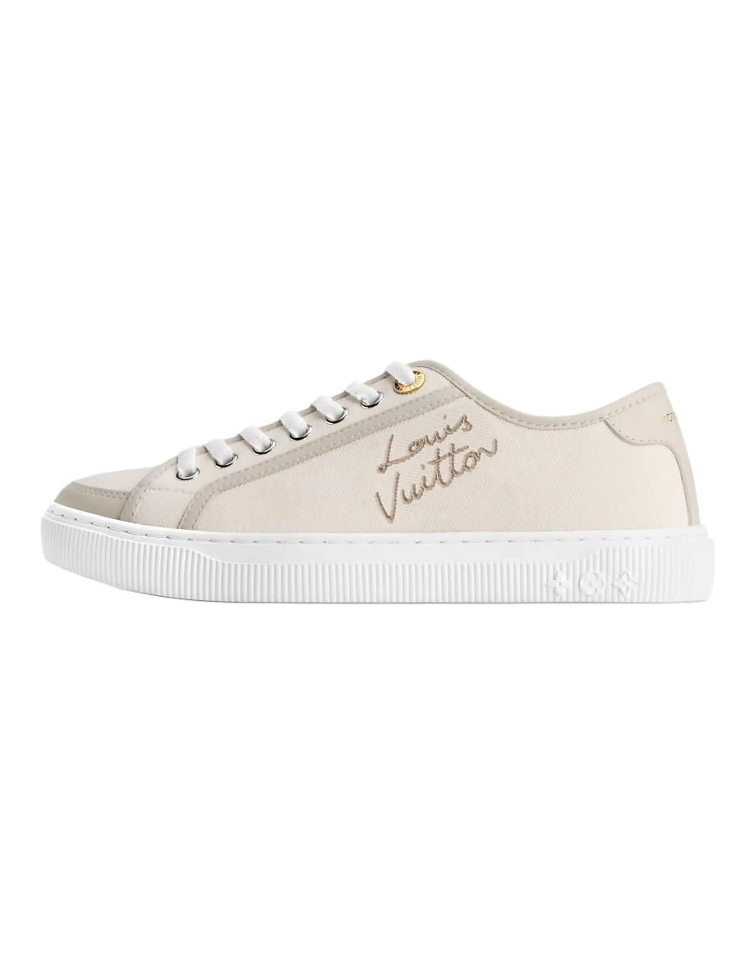 LOUIS VUITTON Lagoon Round Toe Lace-Up Low-Top Canvas Shoes Women's White