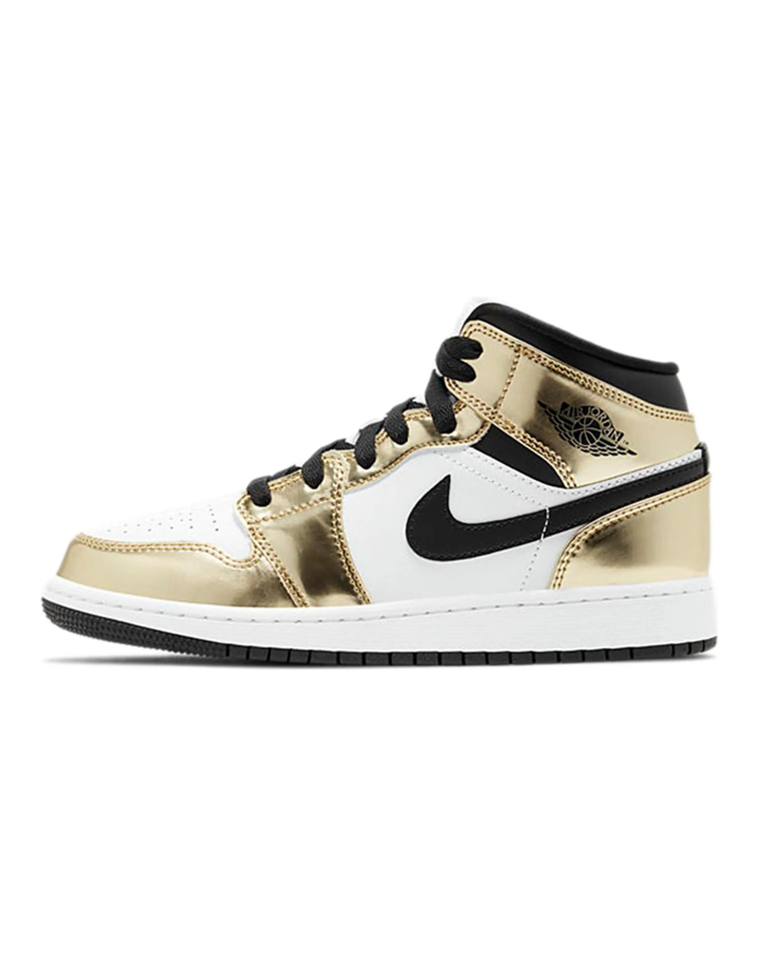 Jordan 1 Mid Metallic Gold Black White GS