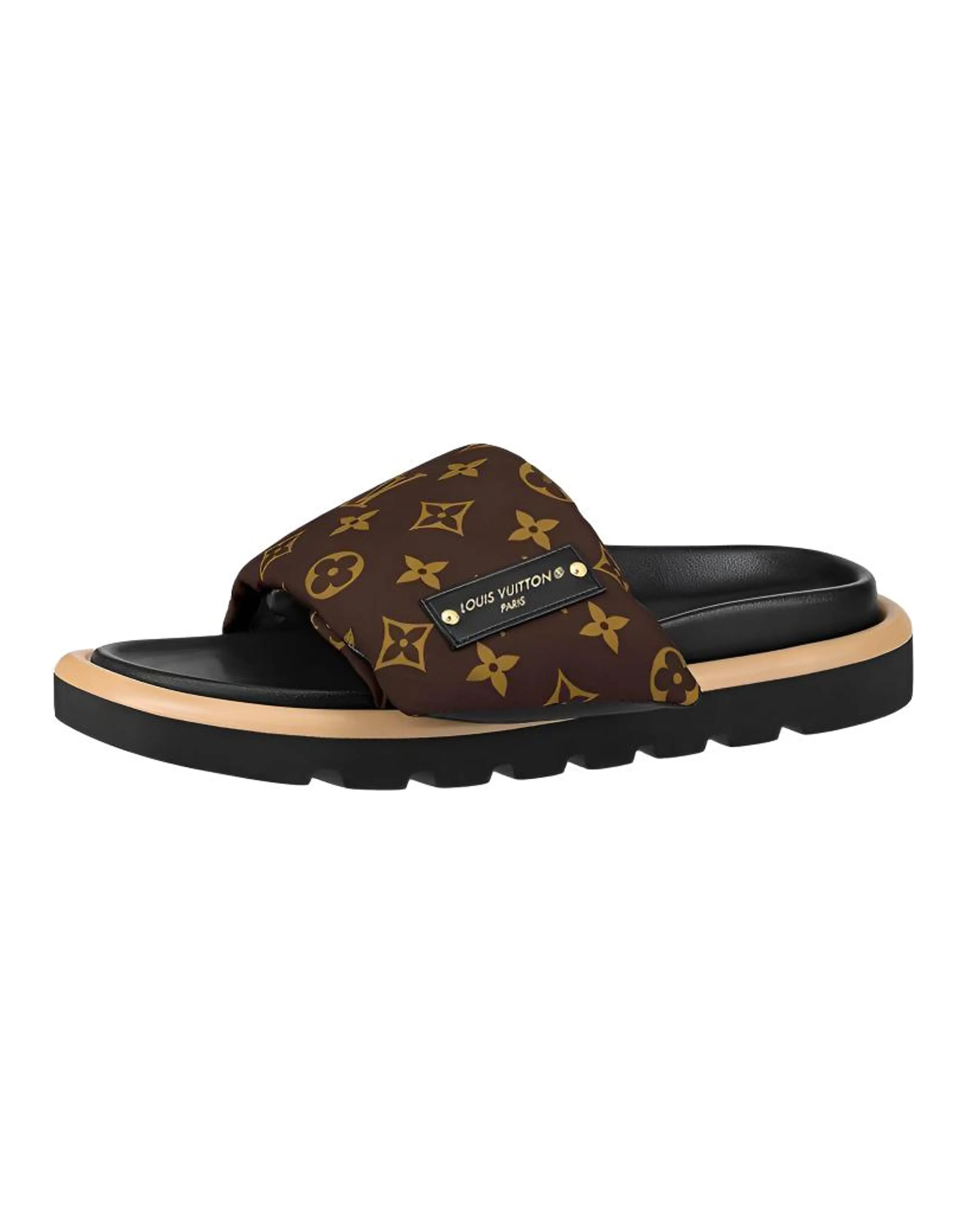 LOUIS VUITTON Abrasion Resistant Slide Slippers Women's Brown