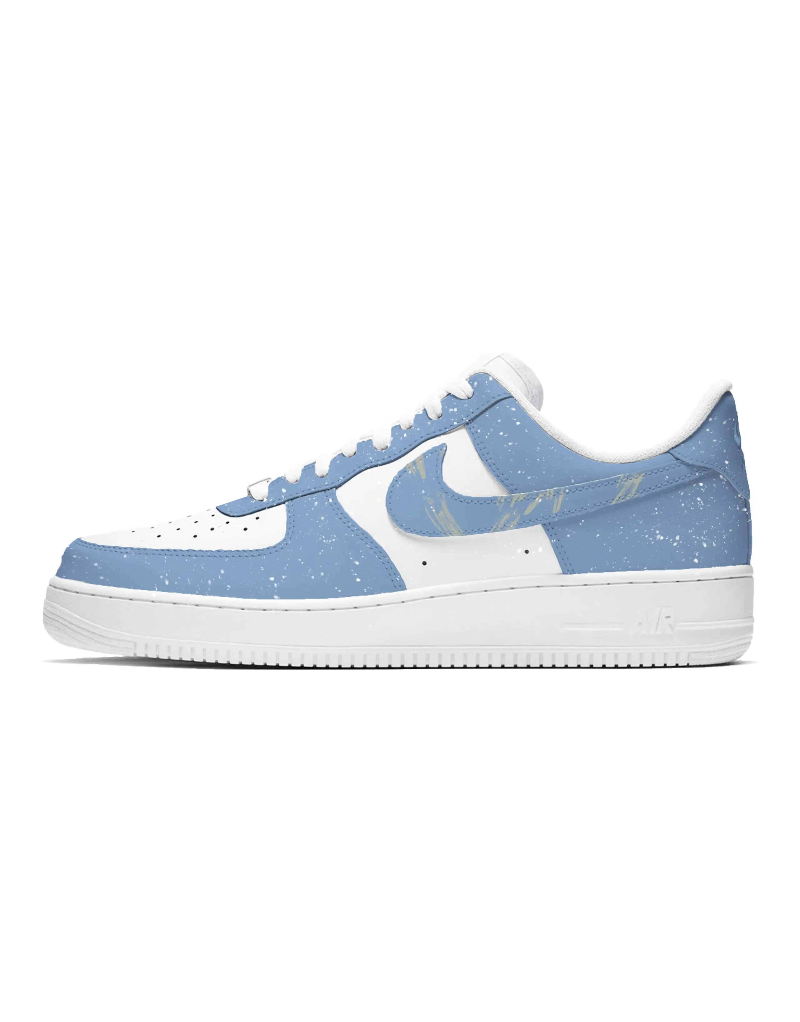 Custom Sneakers Nike Air Force 1 'Ice Blue Gold' Premium Retro Campus Style Hand-Painted Graffiti Leather Comfortable Versatile Cushioned Anti-Slip Low-Top Skate Shoes Unisex White