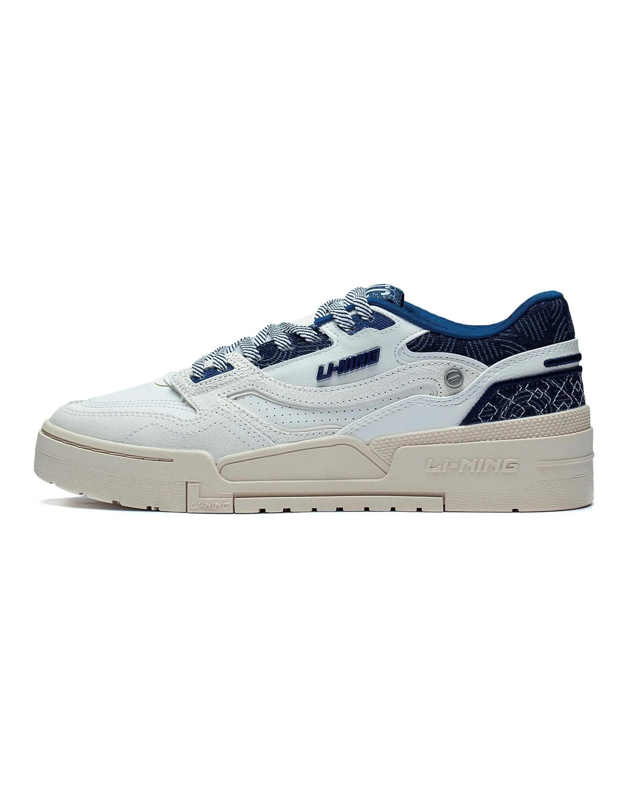 LiNing 001 BTC Prm Abrasion Resistant Breathable Low Top Skateboard Shoes Men's White Blue