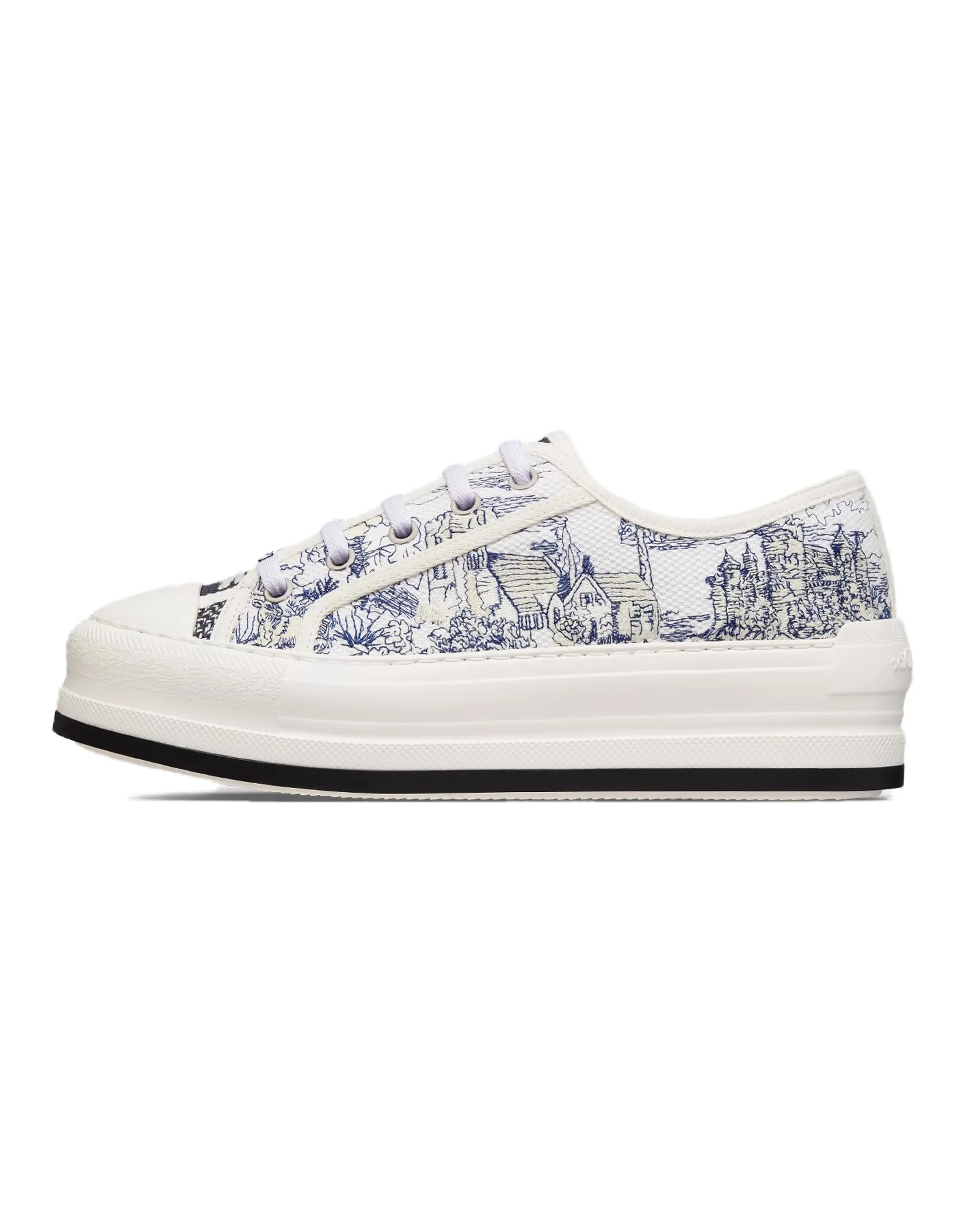 DIOR Walk'n'Dior Platform Shoes Embroidery Low-Top Skateboard Shoes Women's Dark Blue