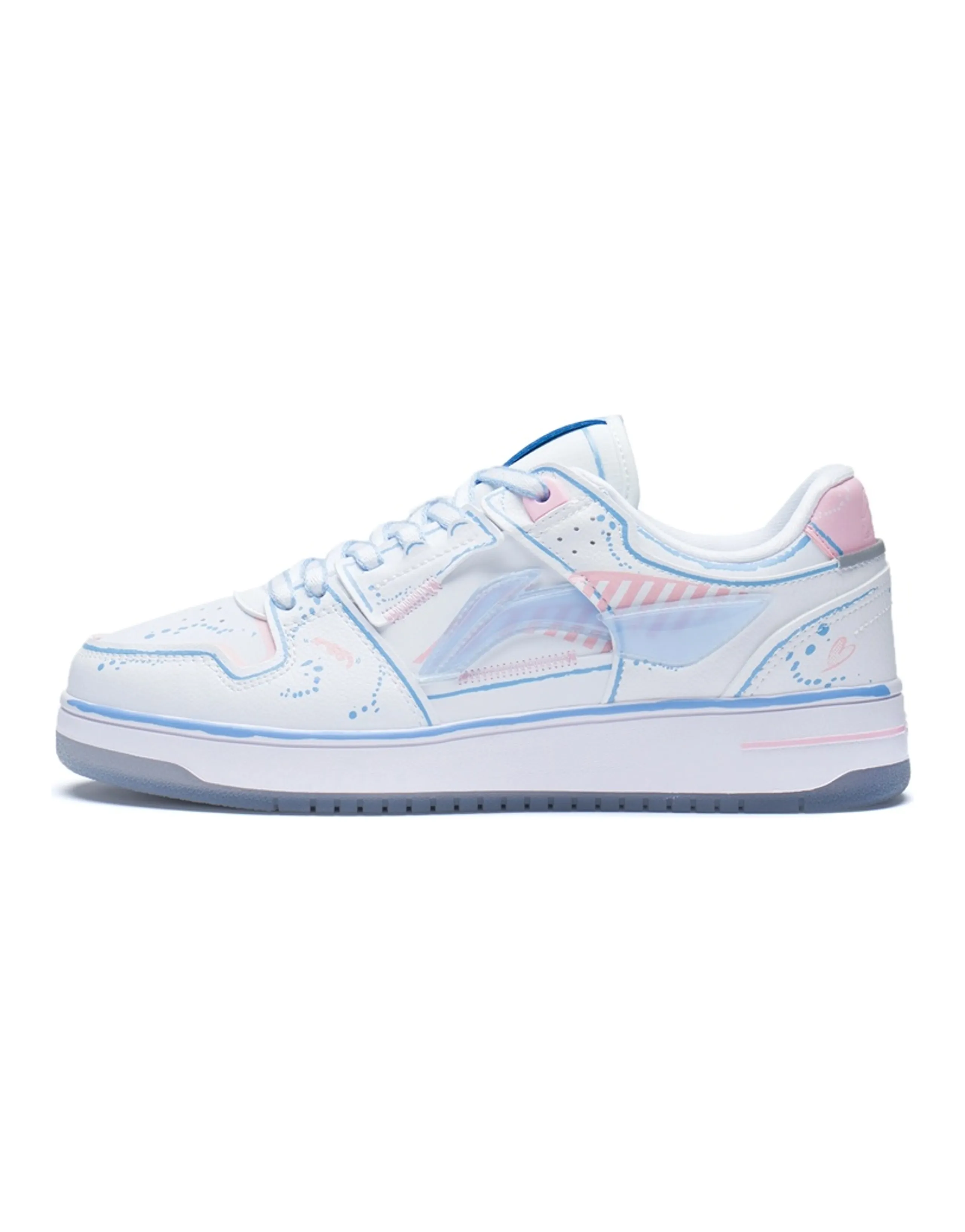 LiNing Tianji Slip-Resistant Lightweight Breathable Height Increasing Low-Top Skateboard Shoes Women's White