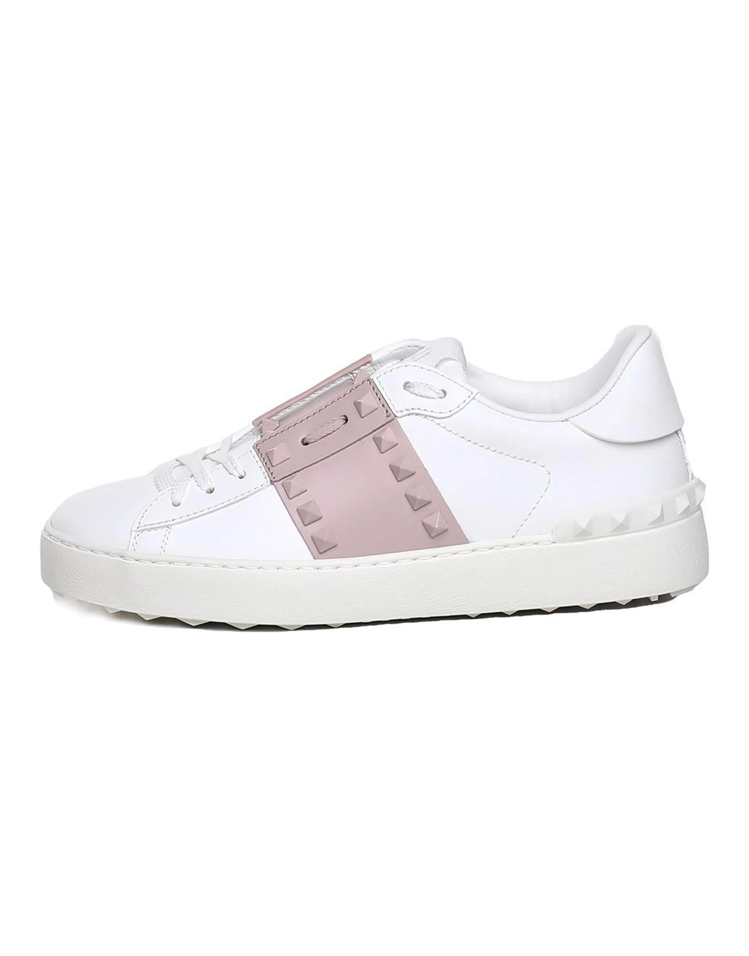 Valentino ROCKSTUD UNTITLED Garavani Low top Stylish Skateboarding Shoes Women's White Pink