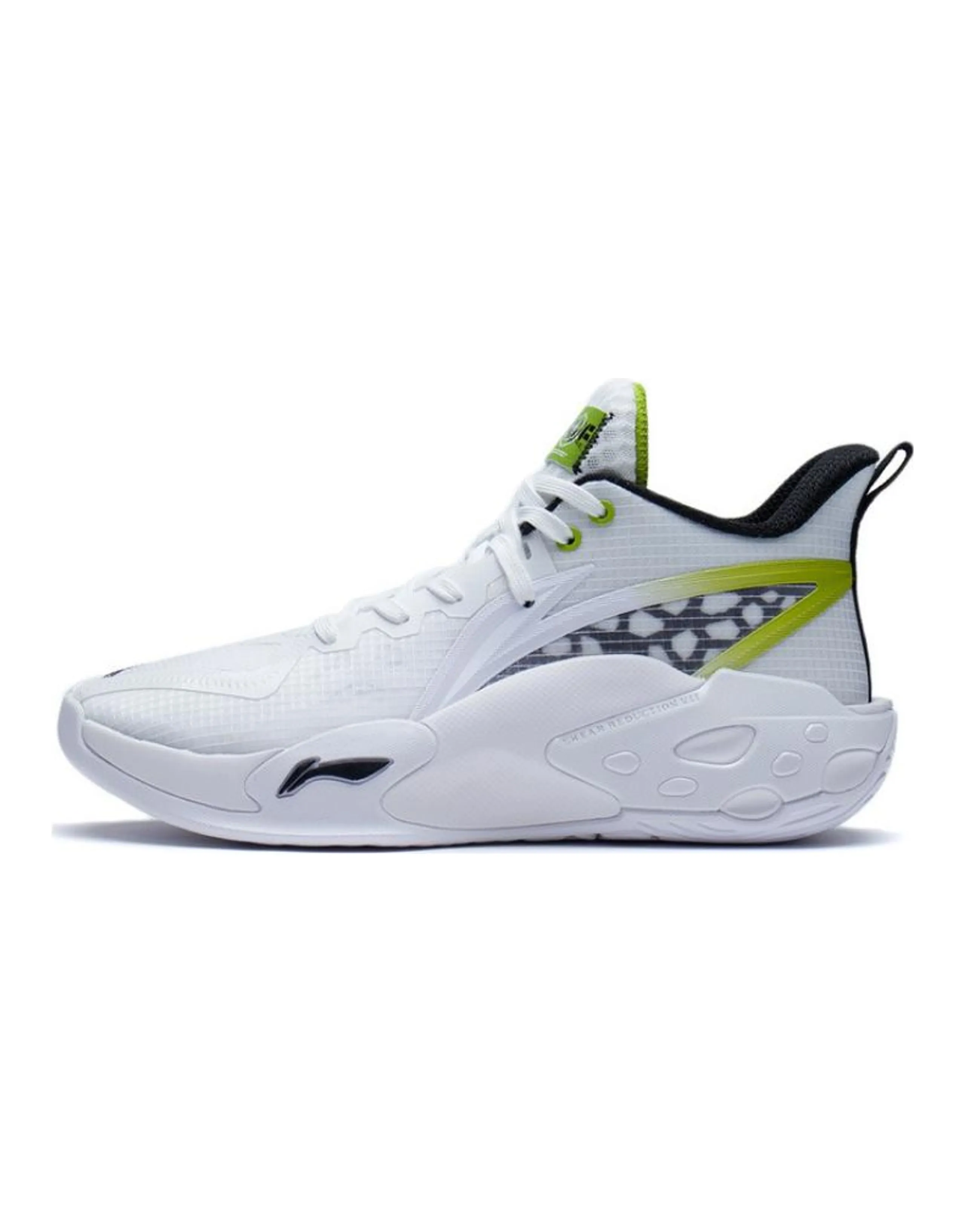LiNing Cushioning Anti-Slip Wear-Resistant Coverage Support Rebound Mid-Top Basketball Shoes White Green