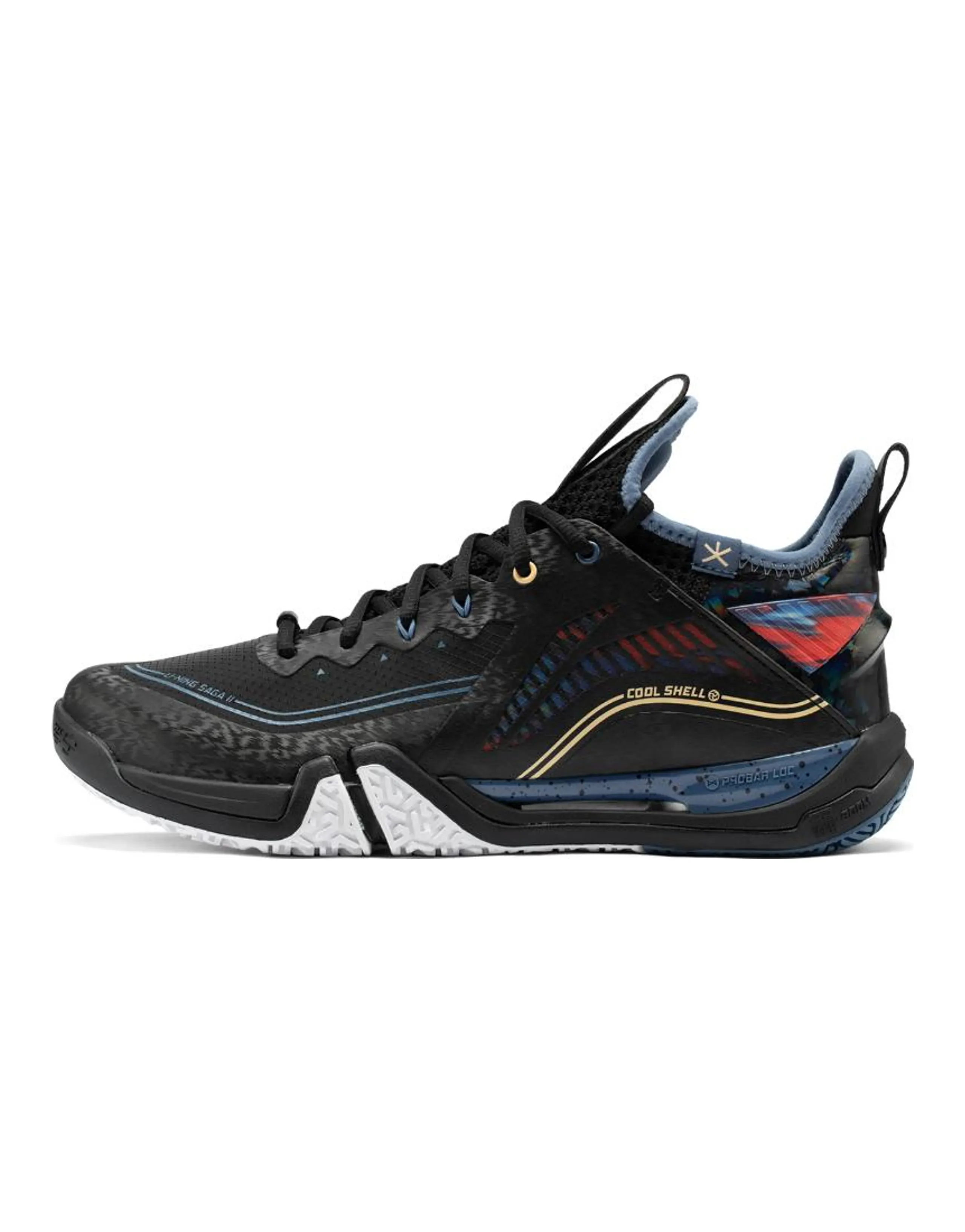 LiNing ⅡPRO Cushioned Slip Resistant Abrasion Resistant Low Top Badminton Shoes Men's Black Blue