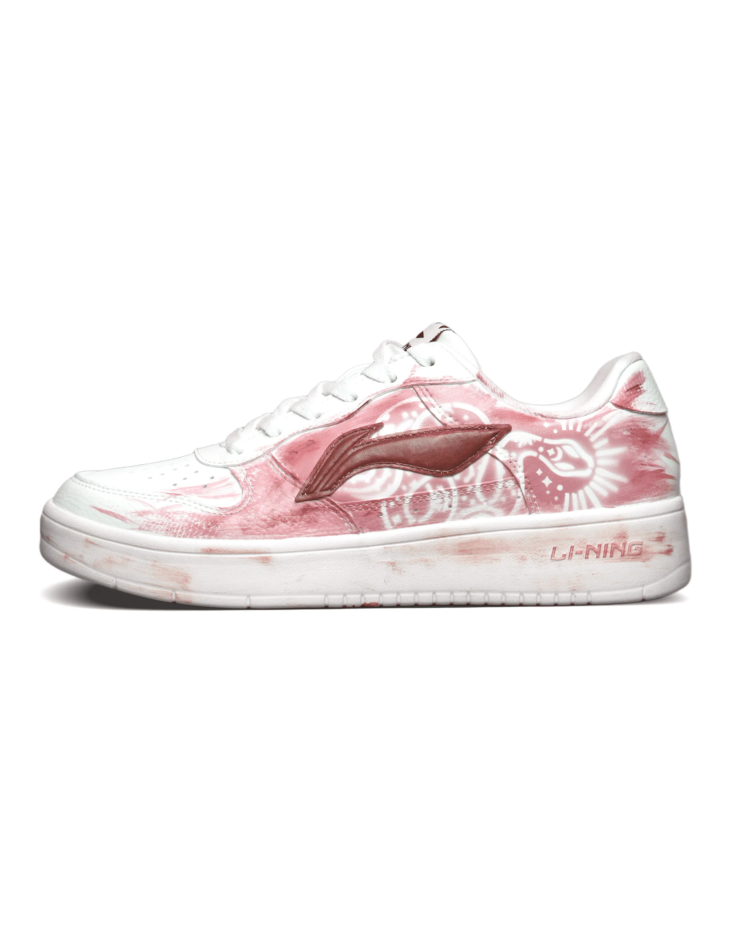 LiNing Pontoon Boats Anti-Slip And Wear-Resistant Height Increasing Low-Top Skateboard Shoes Men's White Red