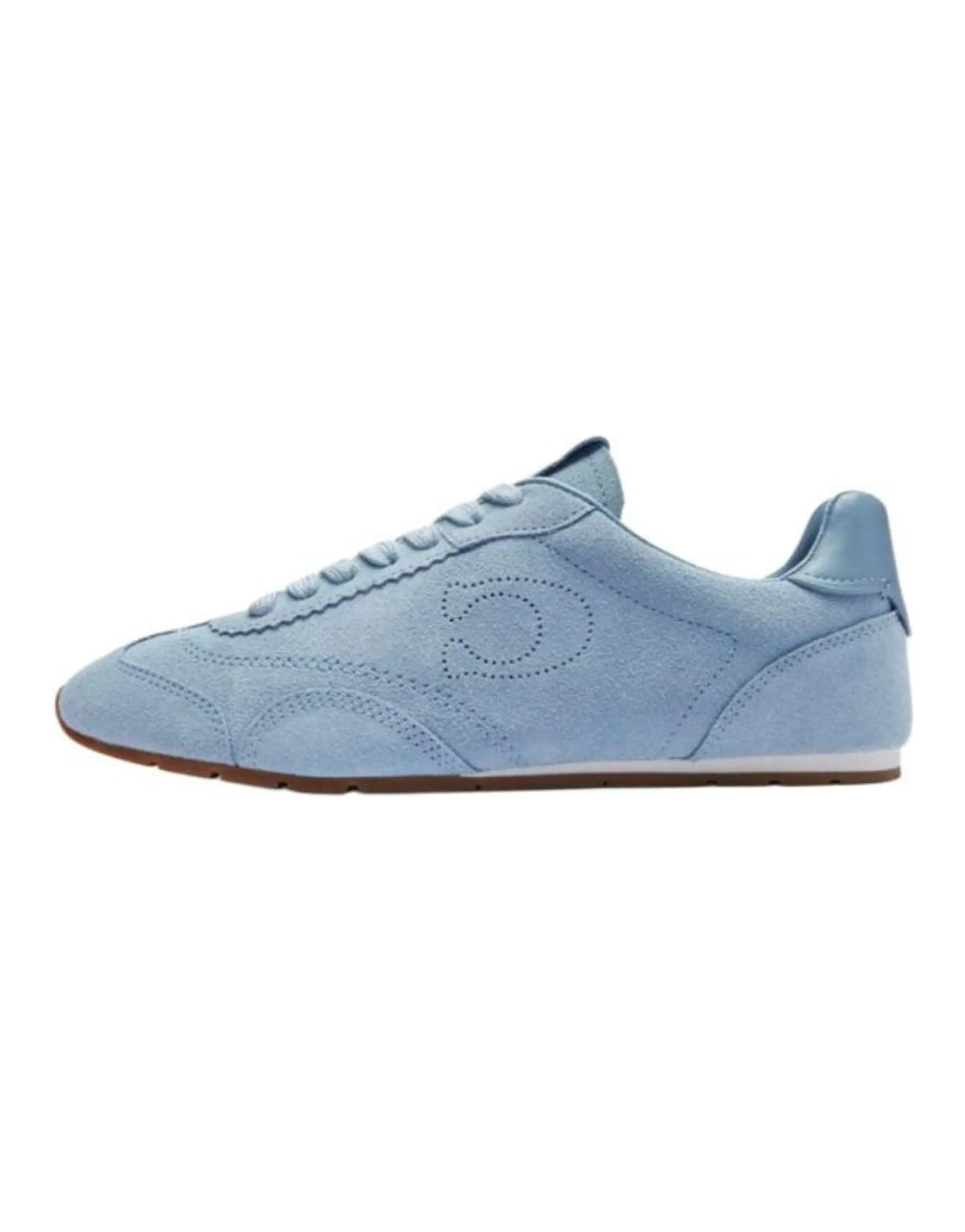 COACH German Training Sheep Leather Round-Toe Flat Thin Sole Low-Top Casual Shoes Women's Bluebell