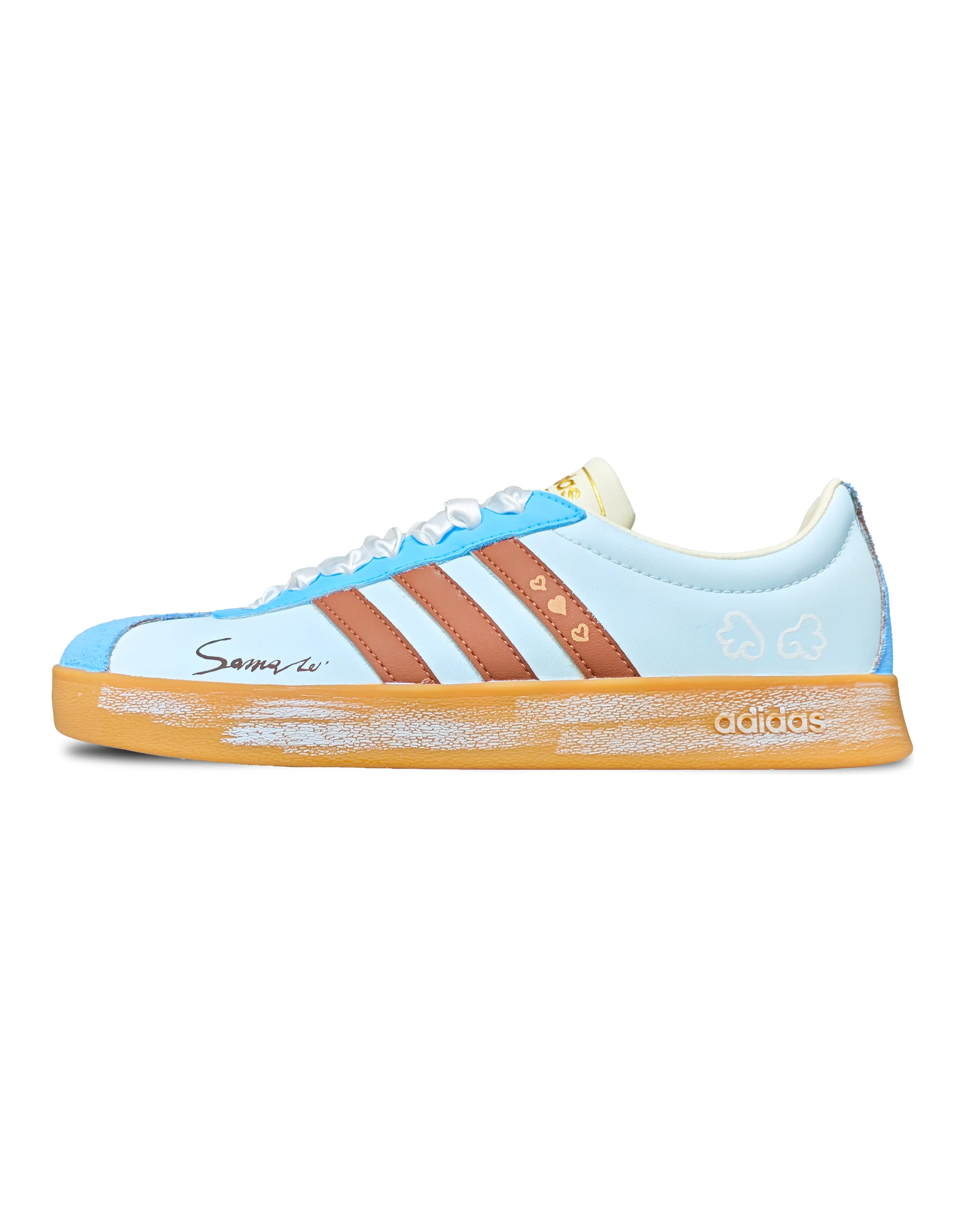 Custom Sneakers: adidas neo VL Court 2.0 Versatile Slip-Resistant Low-Top Skate Shoes Unisex Sky Blue
