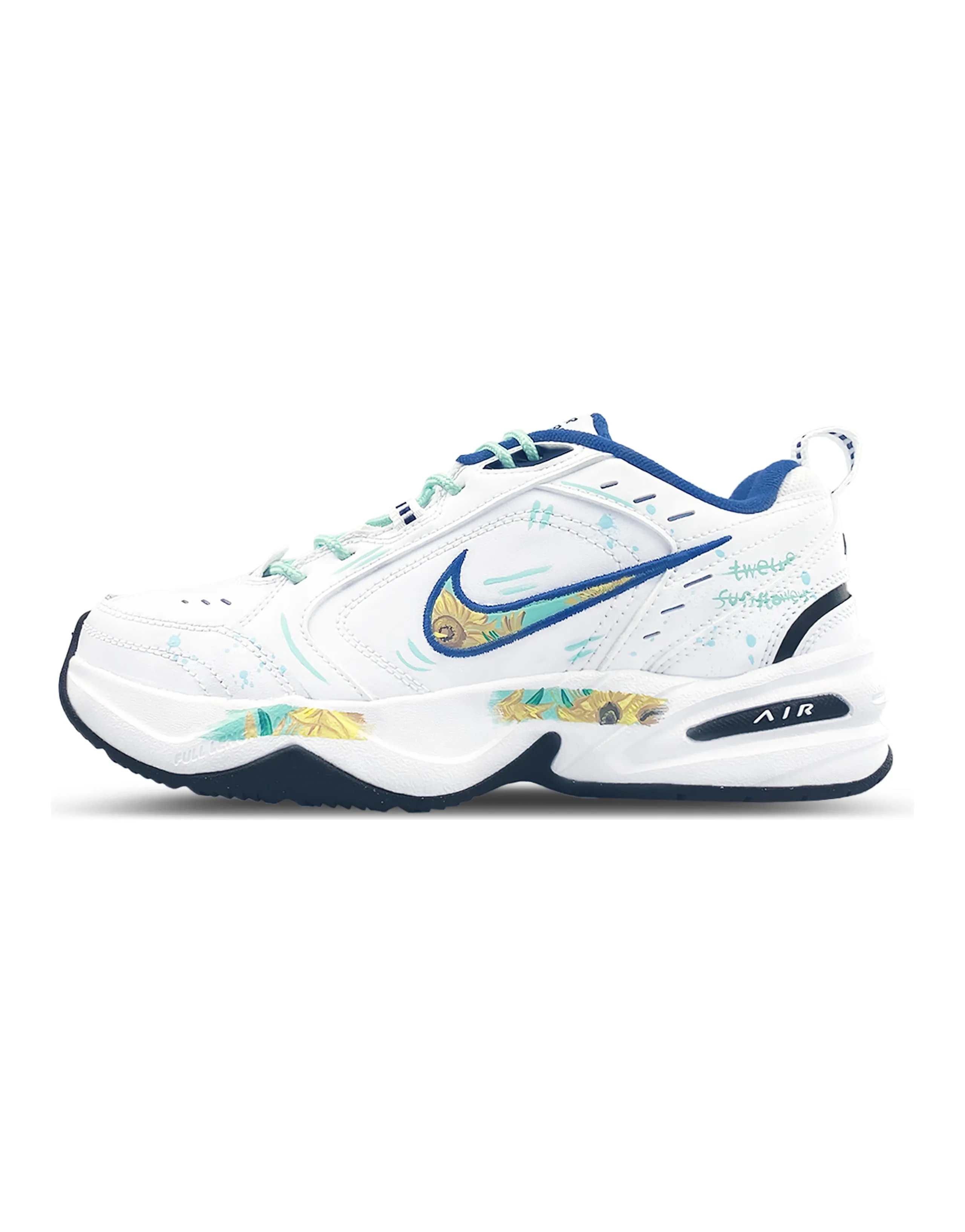 Nike Air Monarch 4 Support Coverage Moisture-Wicking Low-Top Chunky Sneakers Unisex White Green Blue