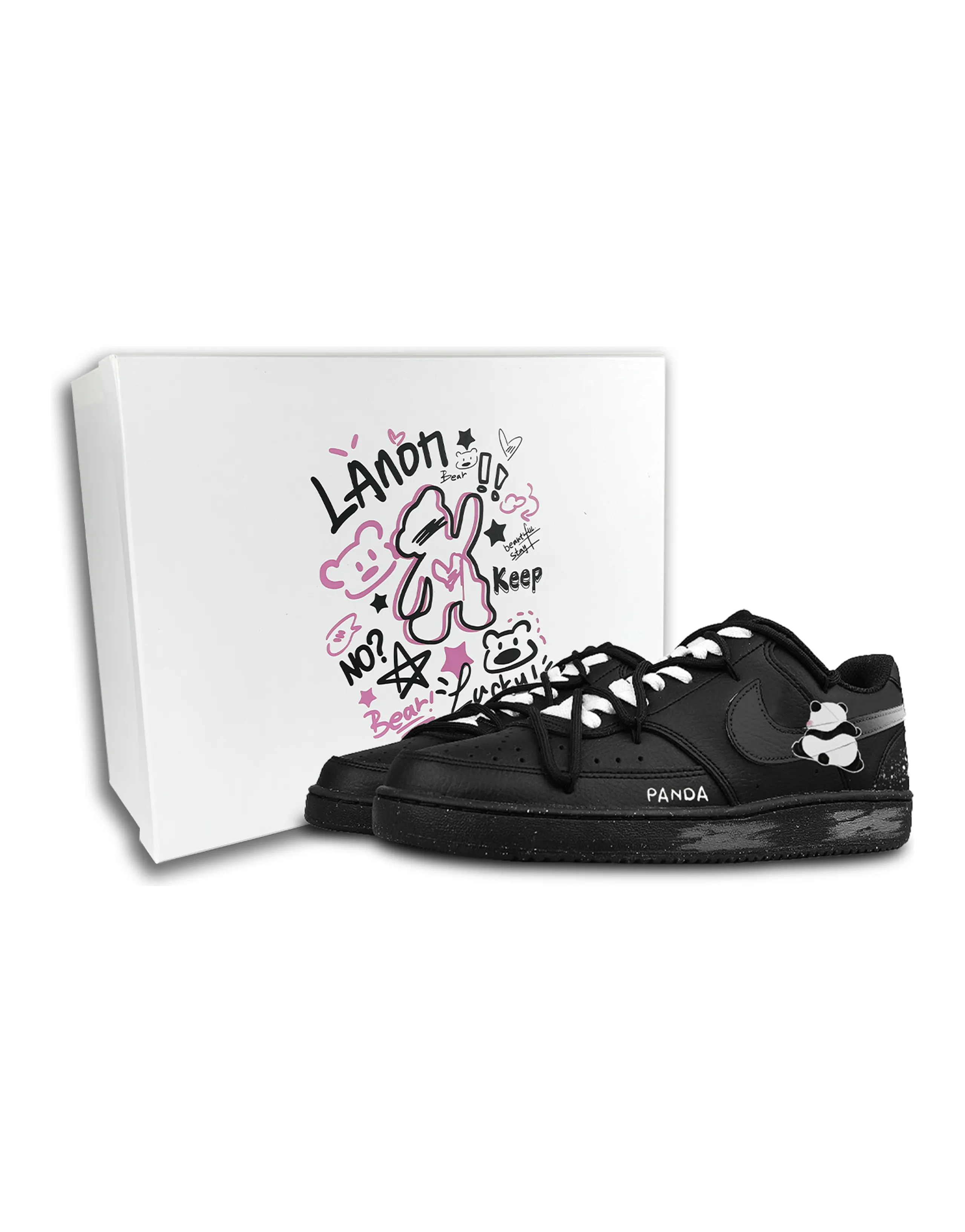 Nike Court Vision Low Slip-Resistant Lightweight Wear-Resistant Low-Top Skateboard Shoes Men's Black White